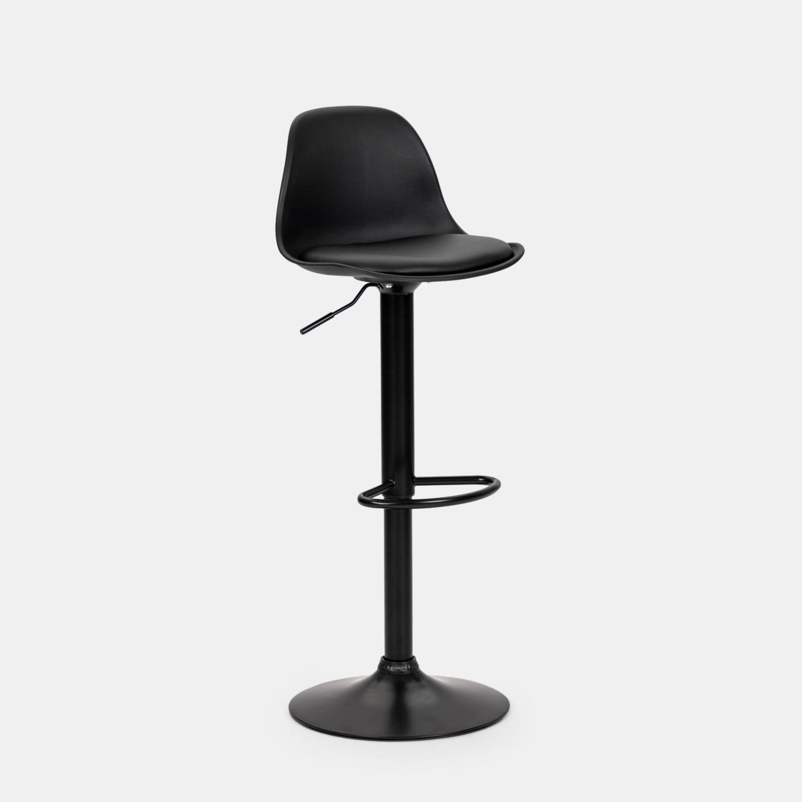 Set 2 sgabelli in polipropilene con cuscino in similpelle nero - Kriton