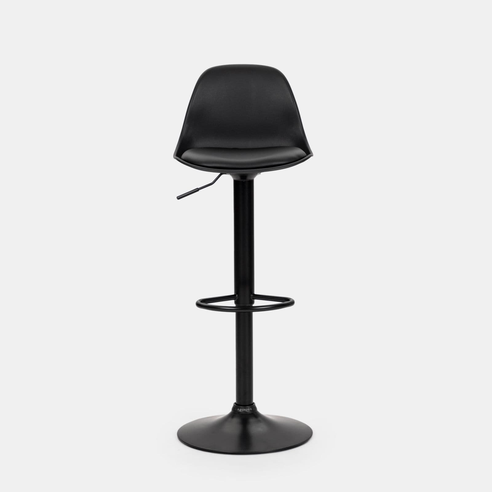 Set 2 sgabelli in polipropilene con cuscino in similpelle nero - Kriton