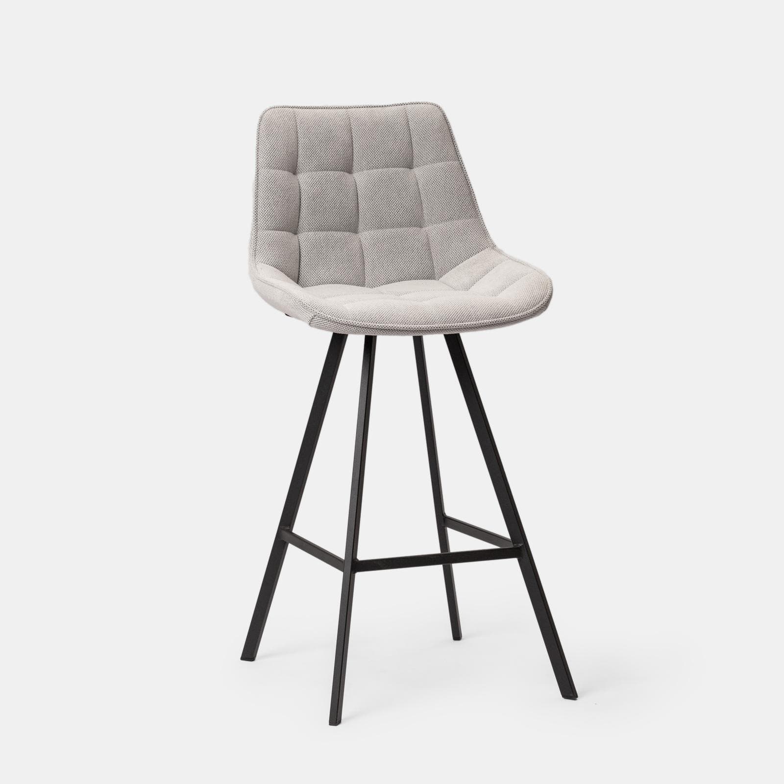 Set 2 sgabelli in tessuto effetto maglia grigio ghiaccio con gambe in metallo nero - Elijah