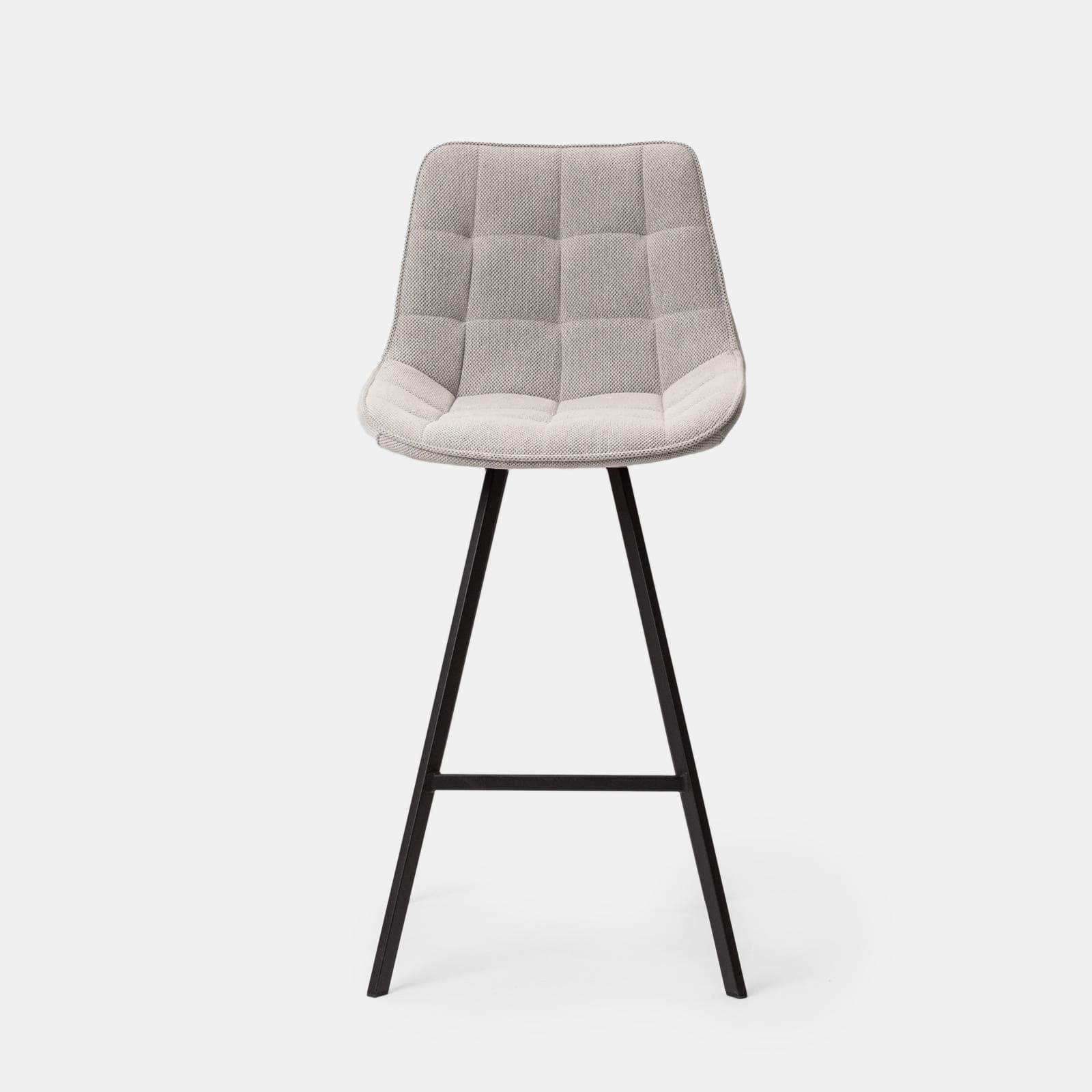 Set 2 sgabelli in tessuto effetto maglia grigio ghiaccio con gambe in metallo nero - Elijah