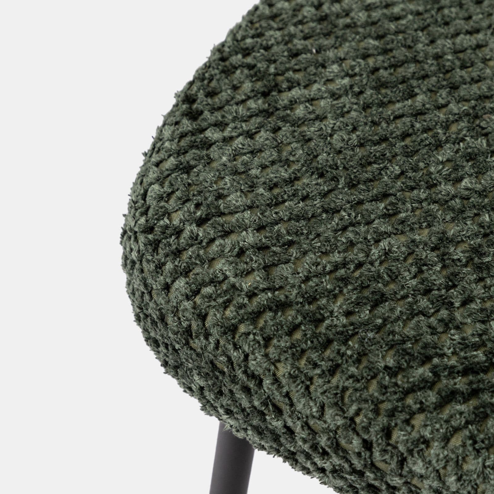 Set 2 sgabelli in tessuto peluche verde e struttura in metallo nero - Karol