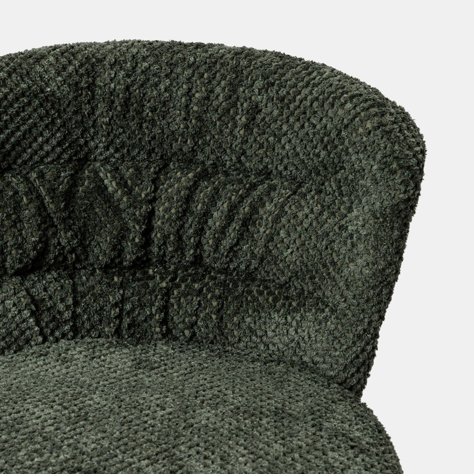 Set 2 sgabelli in tessuto peluche verde e struttura in metallo nero - Karol