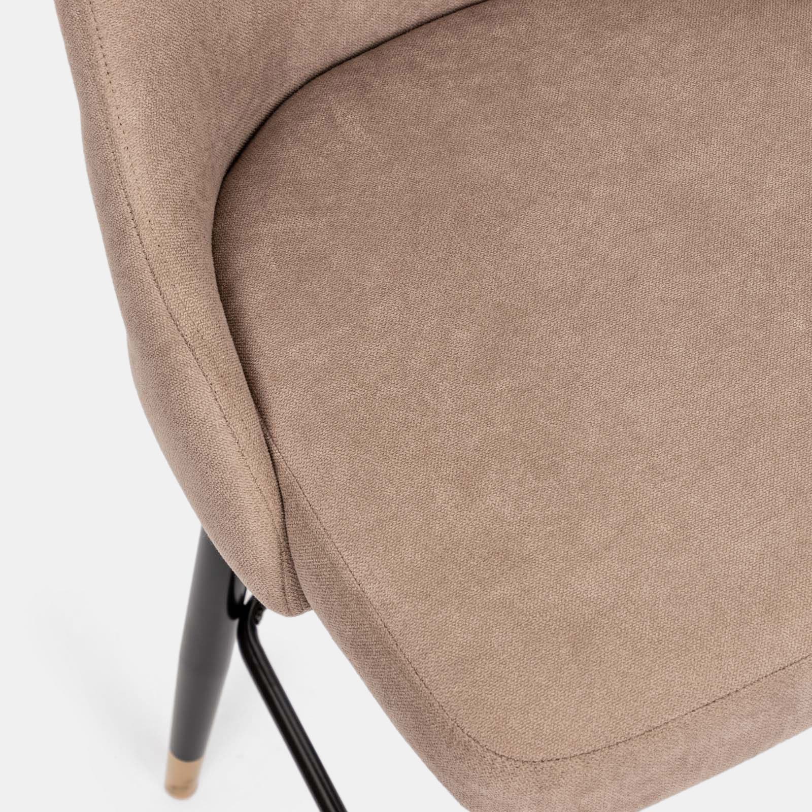 Set 2 sgabelli in tessuto sabbia con gambe nere e oro - Genny
