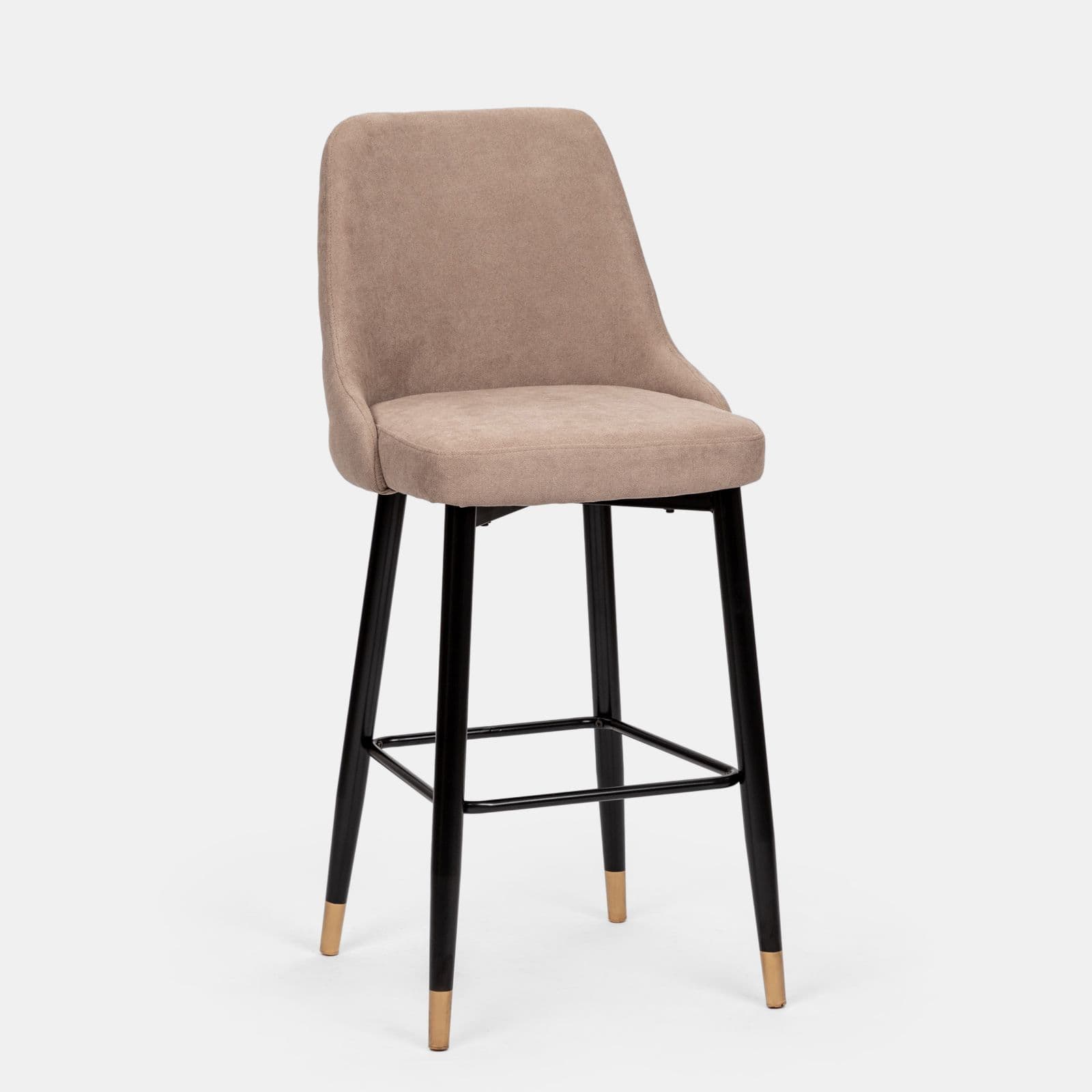 Set 2 sgabelli in tessuto sabbia con gambe nere e oro - Genny