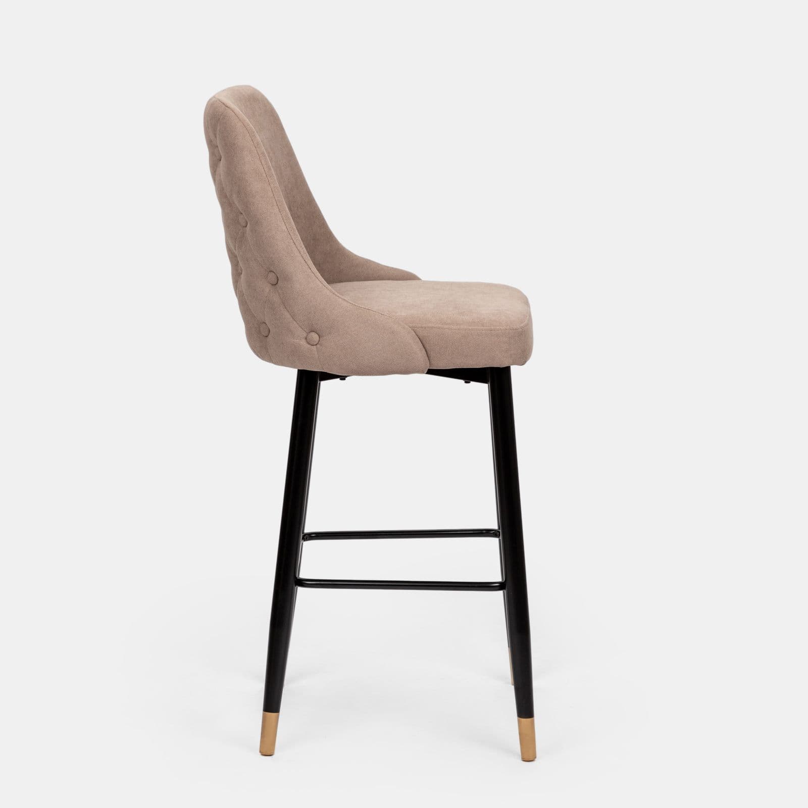 Set 2 sgabelli in tessuto sabbia con gambe nere e oro - Genny