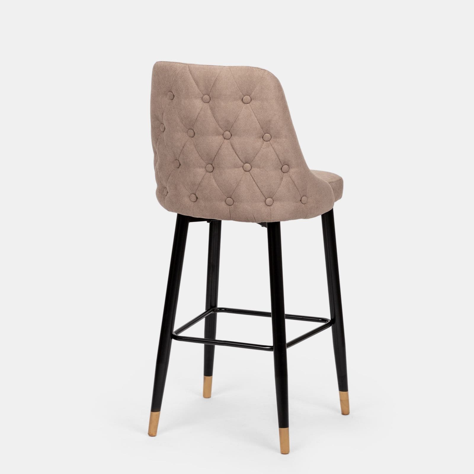 Set 2 sgabelli in tessuto sabbia con gambe nere e oro - Genny