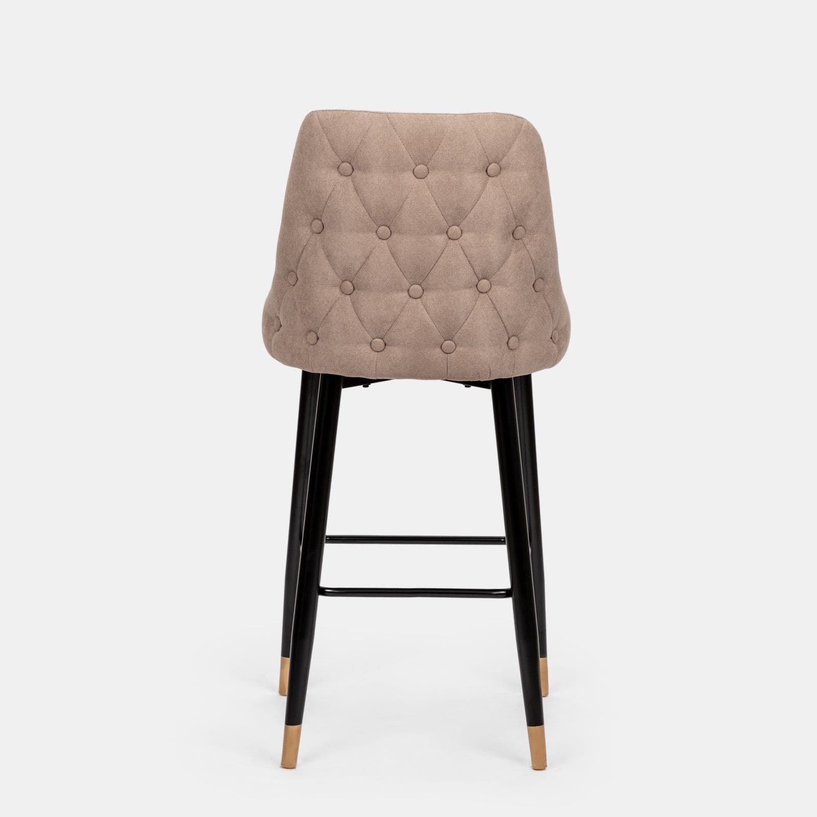 Set 2 sgabelli in tessuto sabbia con gambe nere e oro - Genny