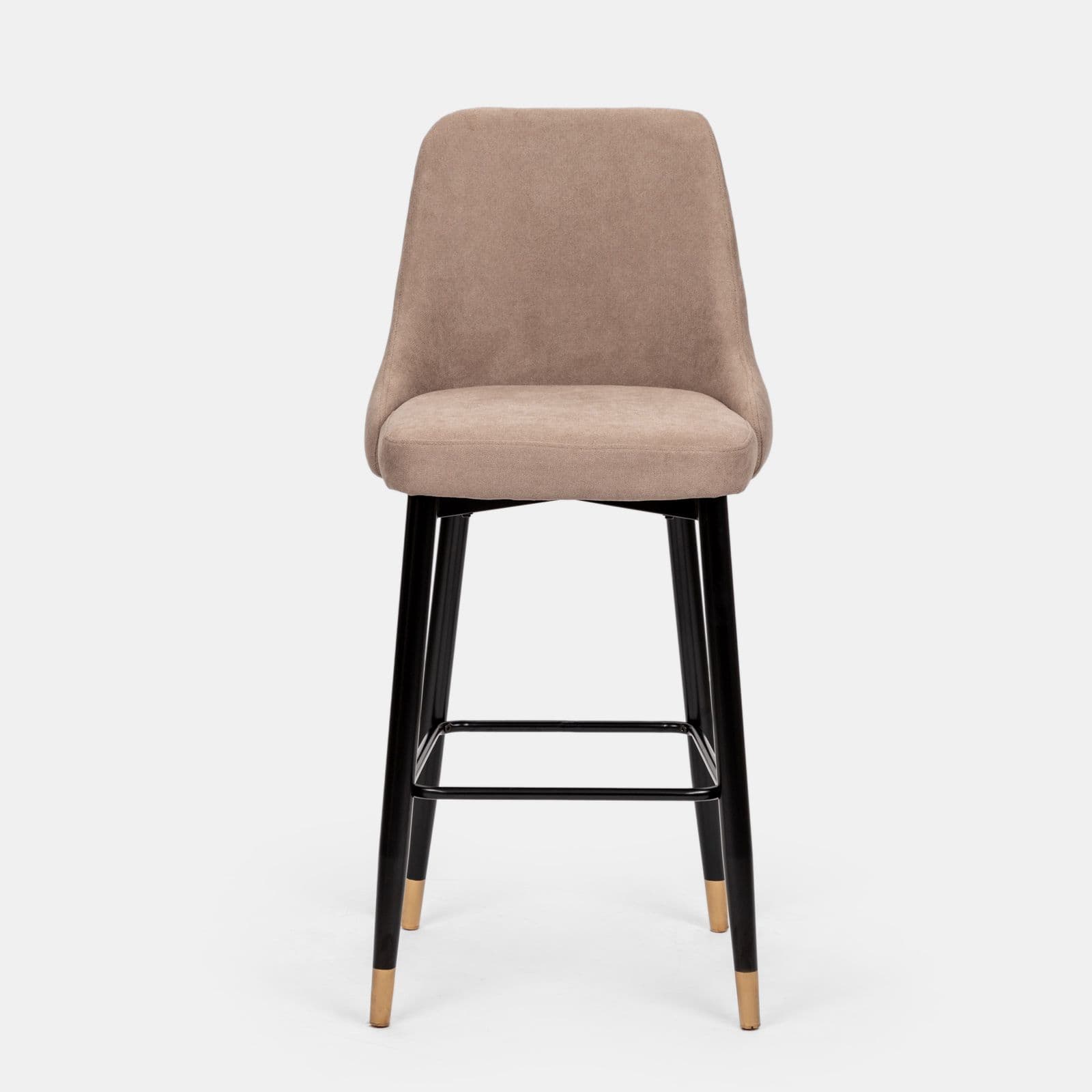 Set 2 sgabelli in tessuto sabbia con gambe nere e oro - Genny