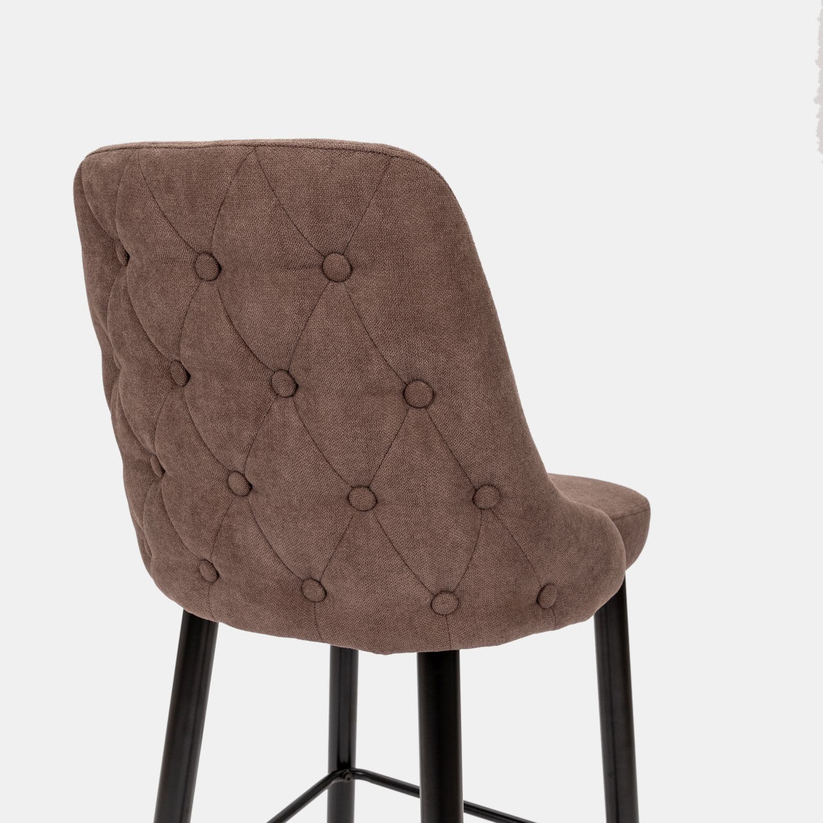 Set 2 sgabelli in tessuto tortora con gambe nere e oro - Genny