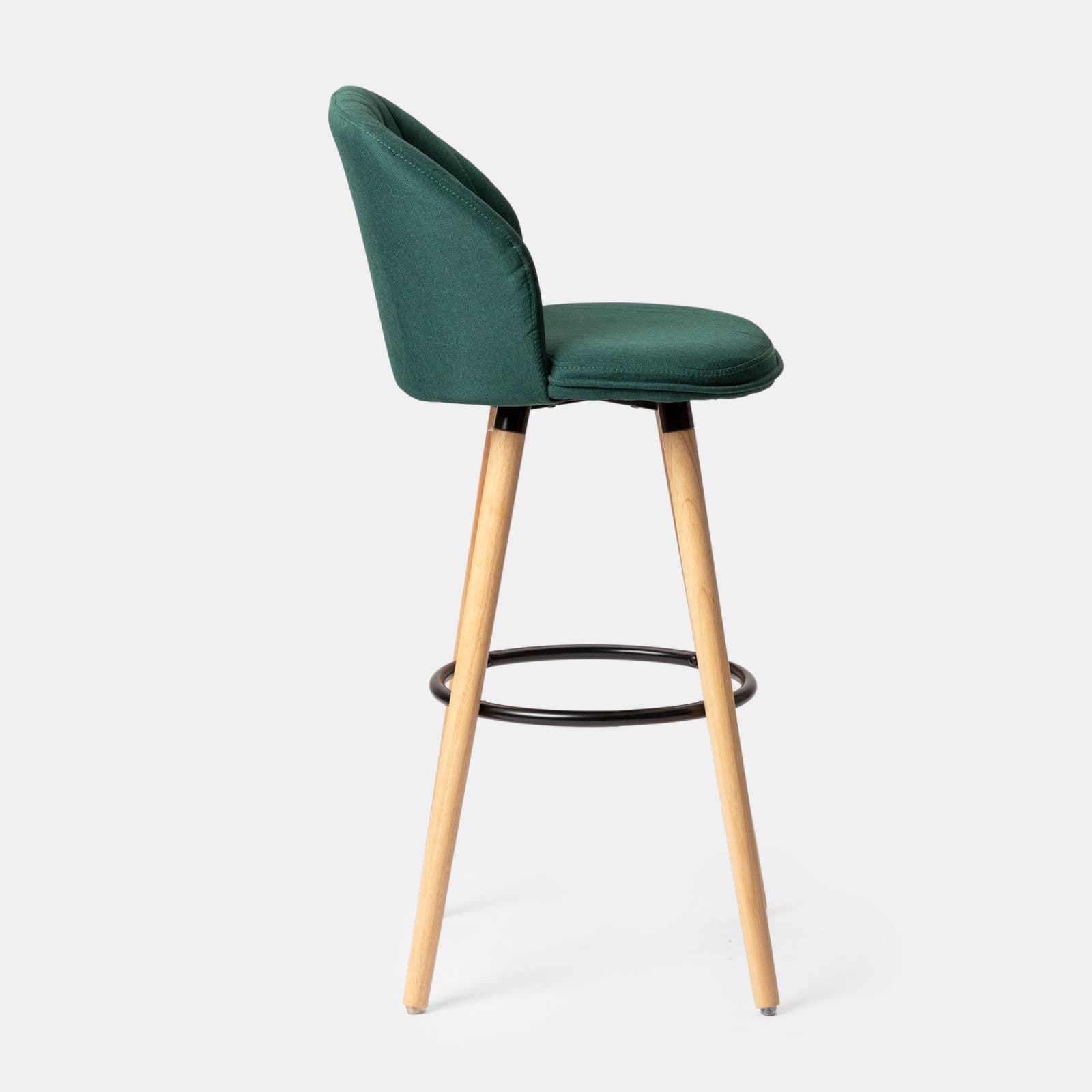 Set 2 sgabelli in tessuto verde bosco con struttura in legno - Adriel
