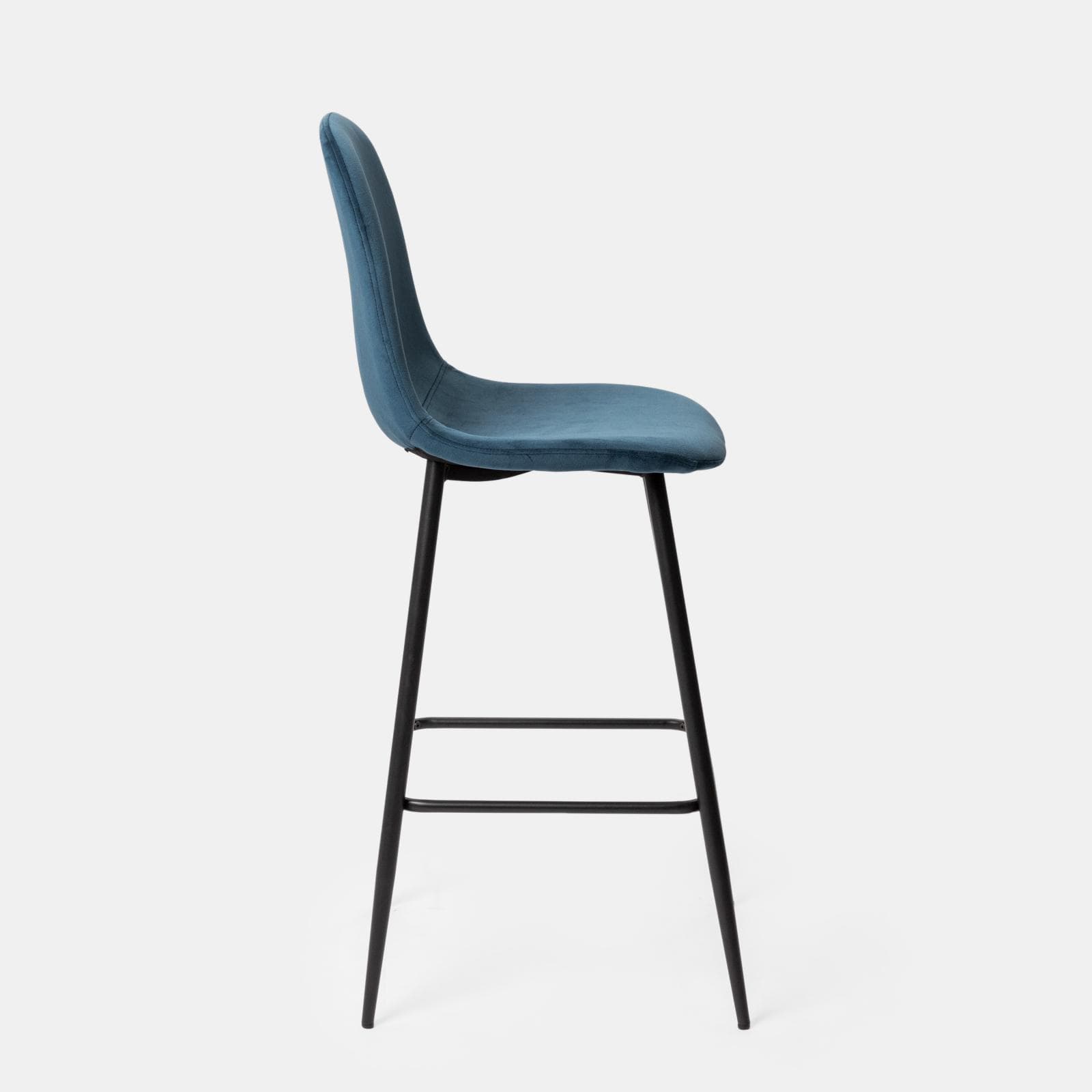Set 2 sgabelli in velluto blu con gambe in metallo nere - Finesse