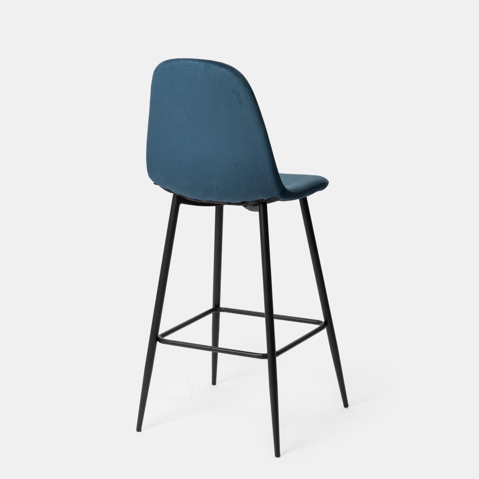 Set 2 sgabelli in velluto blu con gambe in metallo nere - Finesse