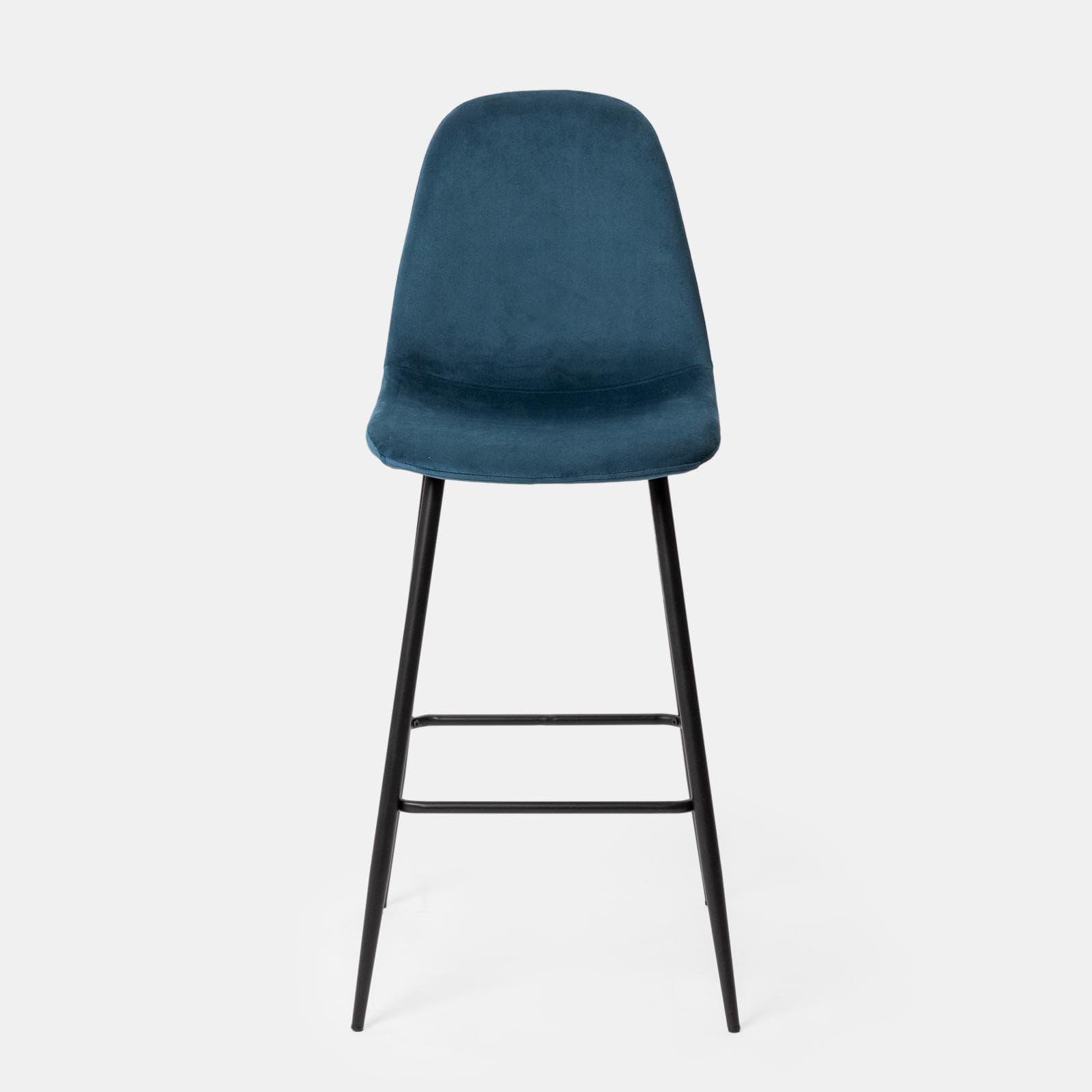 Set 2 sgabelli in velluto blu con gambe in metallo nere - Finesse