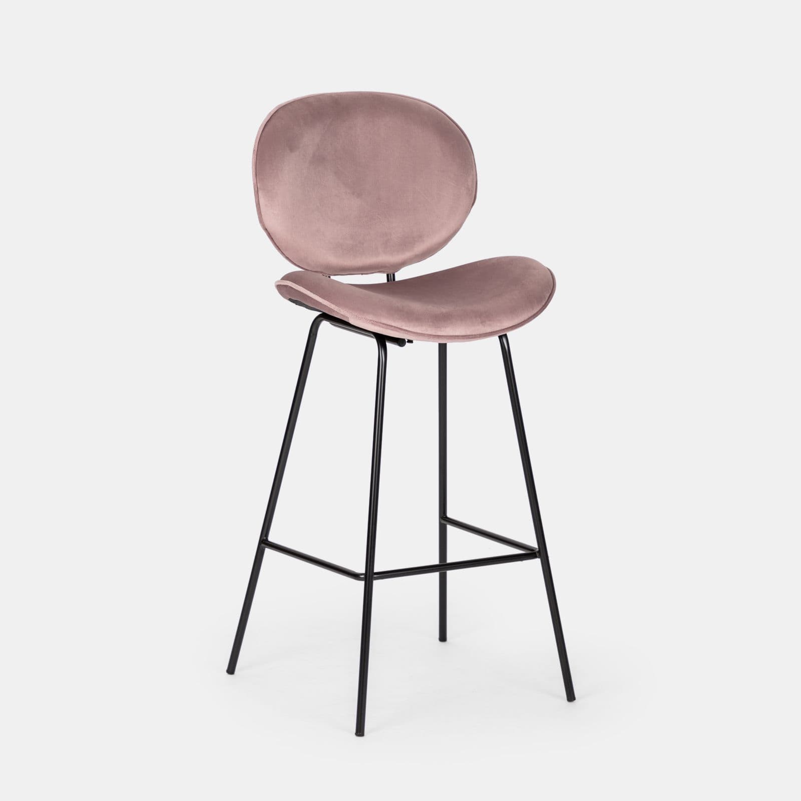 Set 2 sgabelli in velluto glicine con gambe in metallo nero - Milva