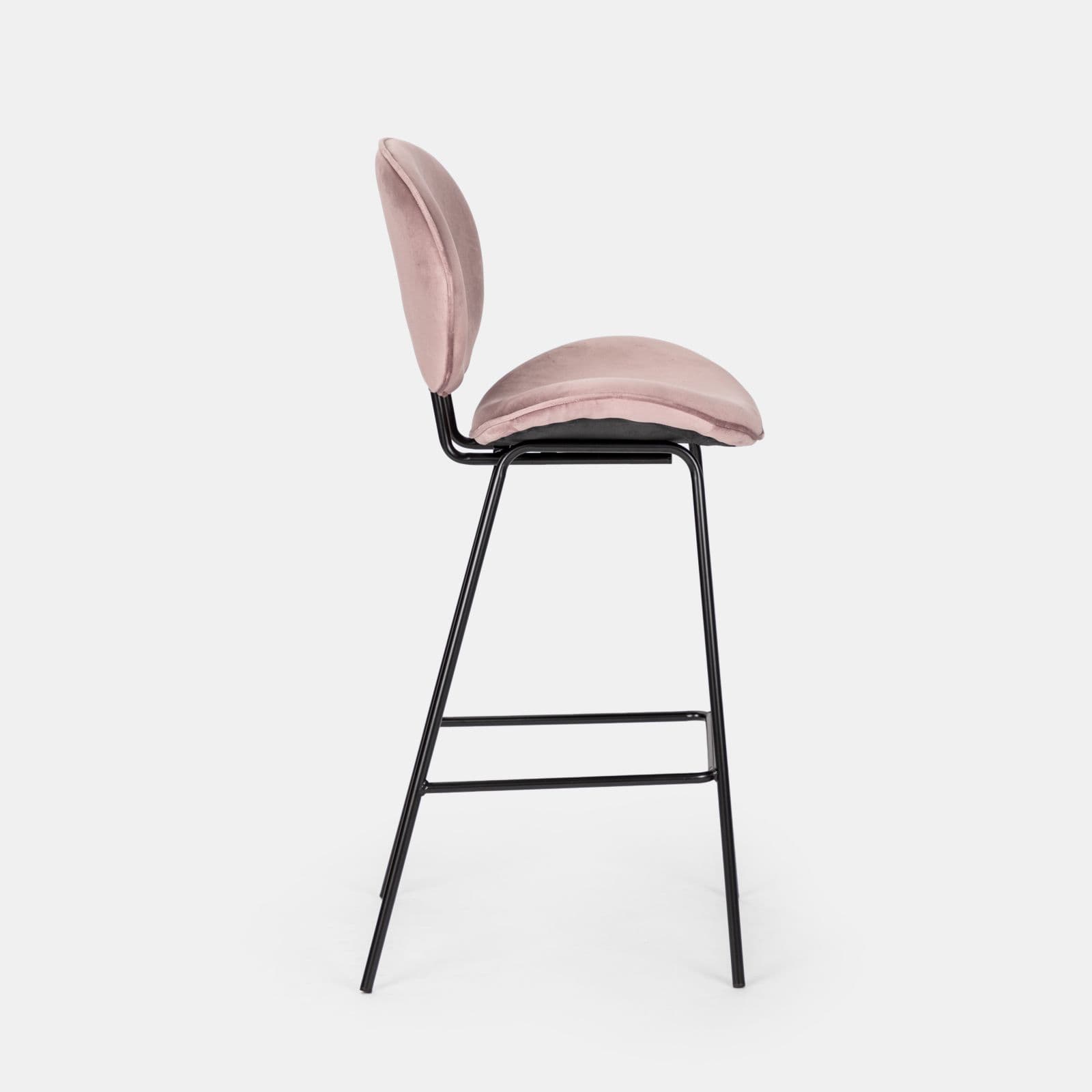 Set 2 sgabelli in velluto glicine con gambe in metallo nero - Milva