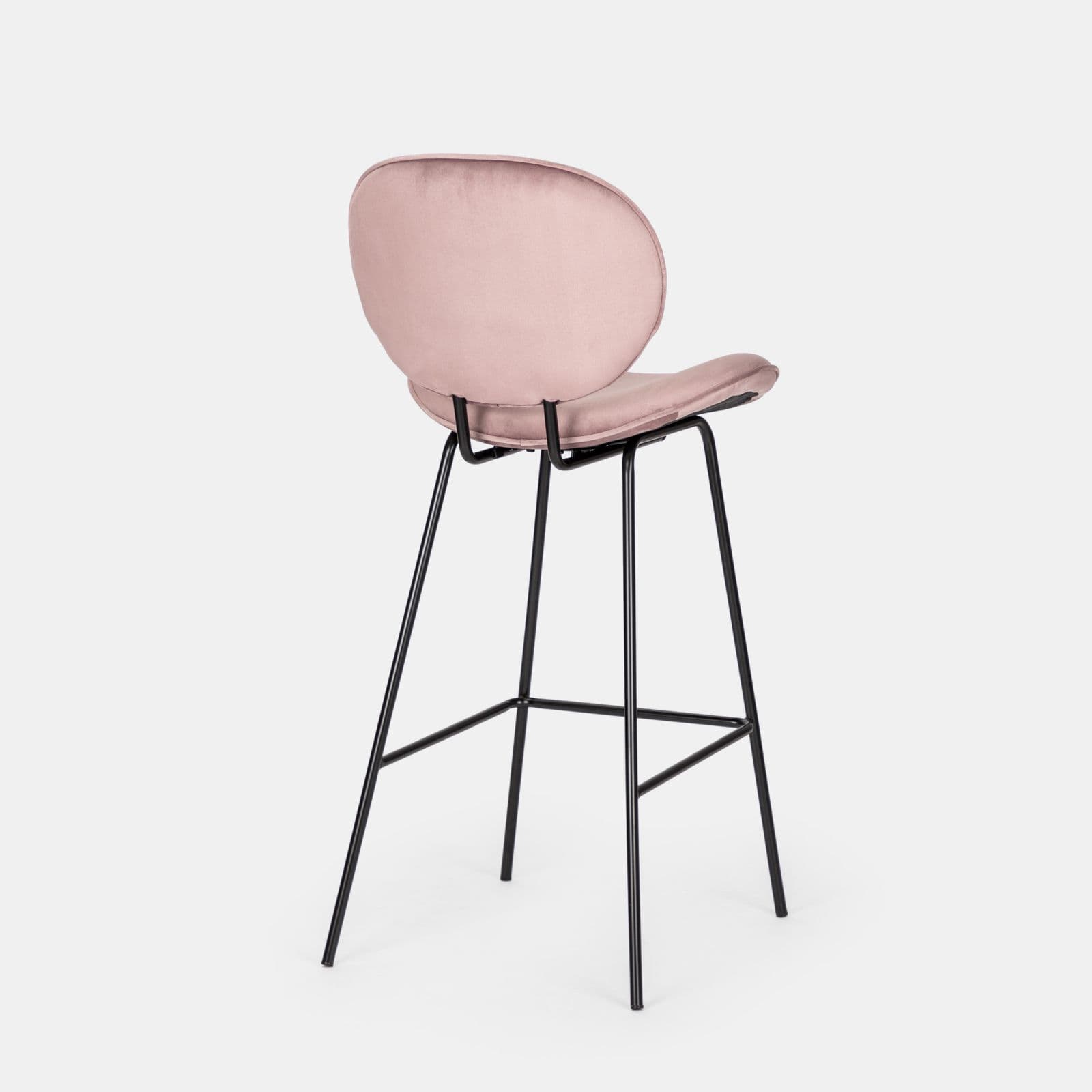 Set 2 sgabelli in velluto glicine con gambe in metallo nero - Milva