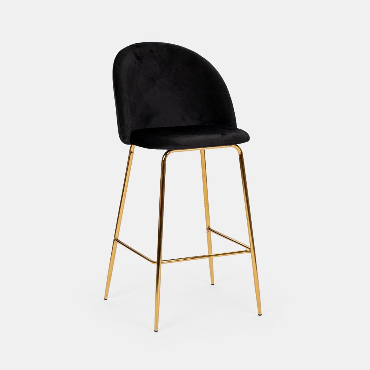 Set 2 sgabelli in velluto nero con gambe oro - Melt