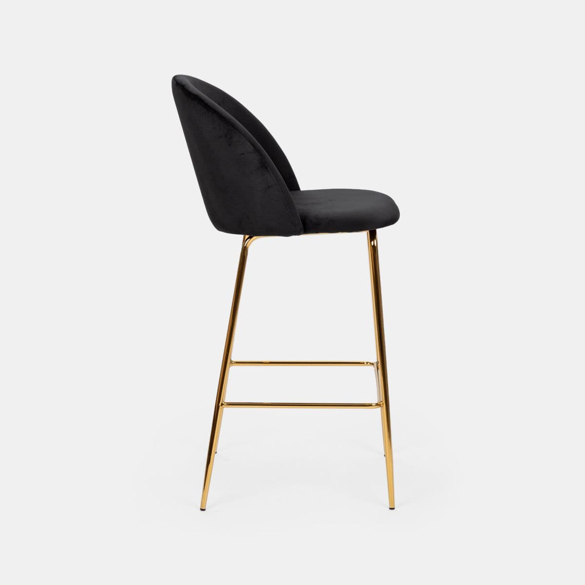 Set 2 sgabelli in velluto nero con gambe oro - Melt