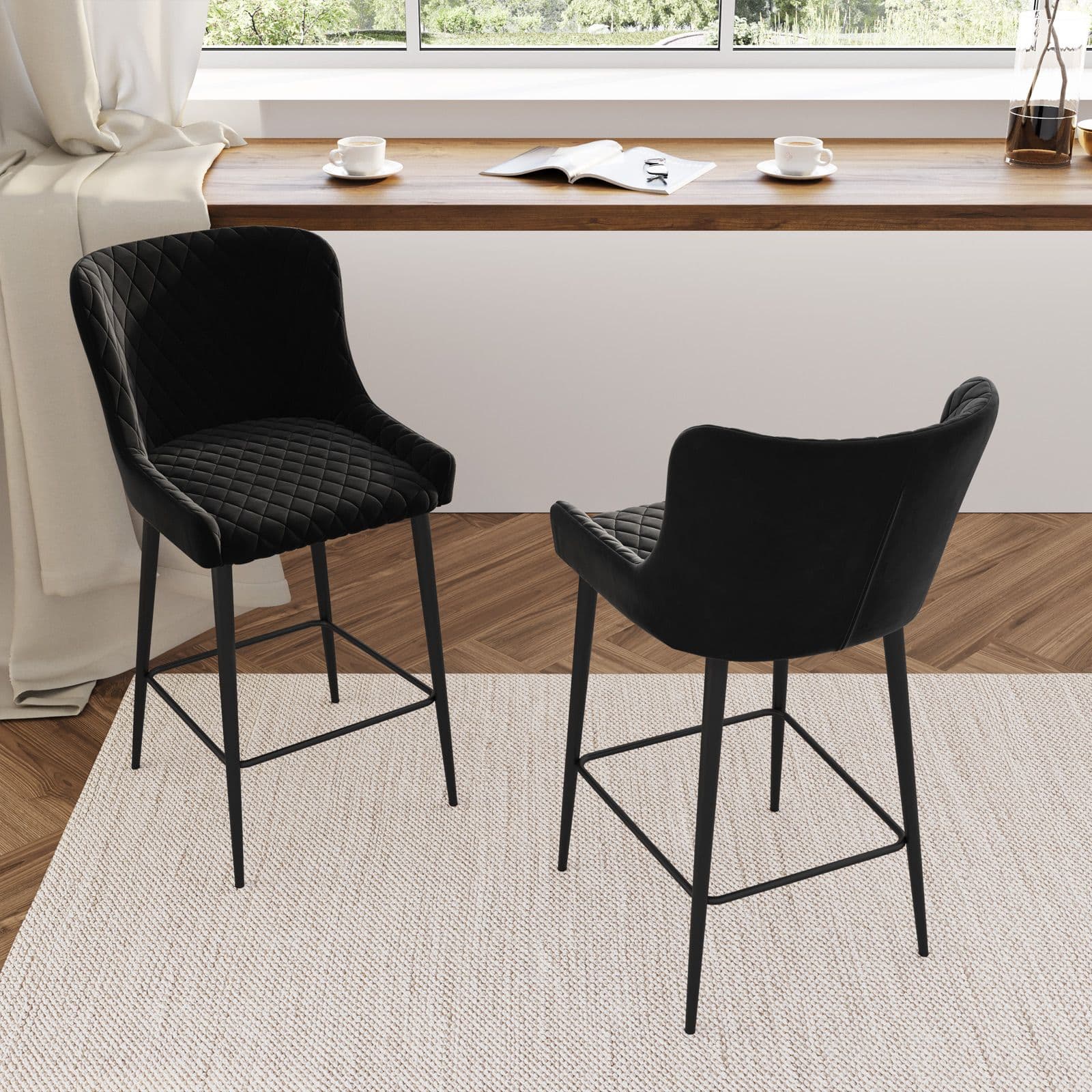 Set 2 sgabelli in velluto nero - Yasi