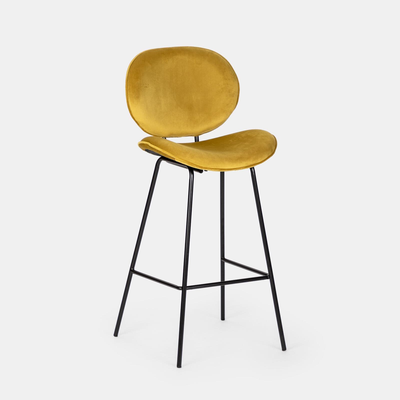 Set 2 sgabelli in velluto oro con gambe in metallo nero - Milva
