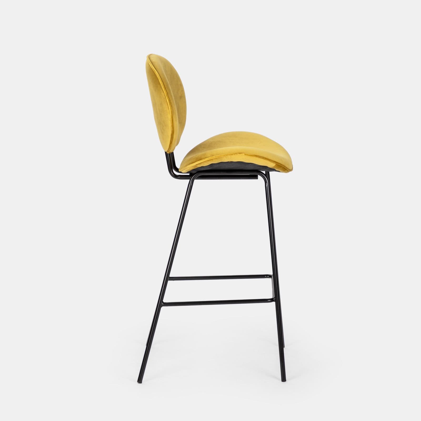 Set 2 sgabelli in velluto oro con gambe in metallo nero - Milva