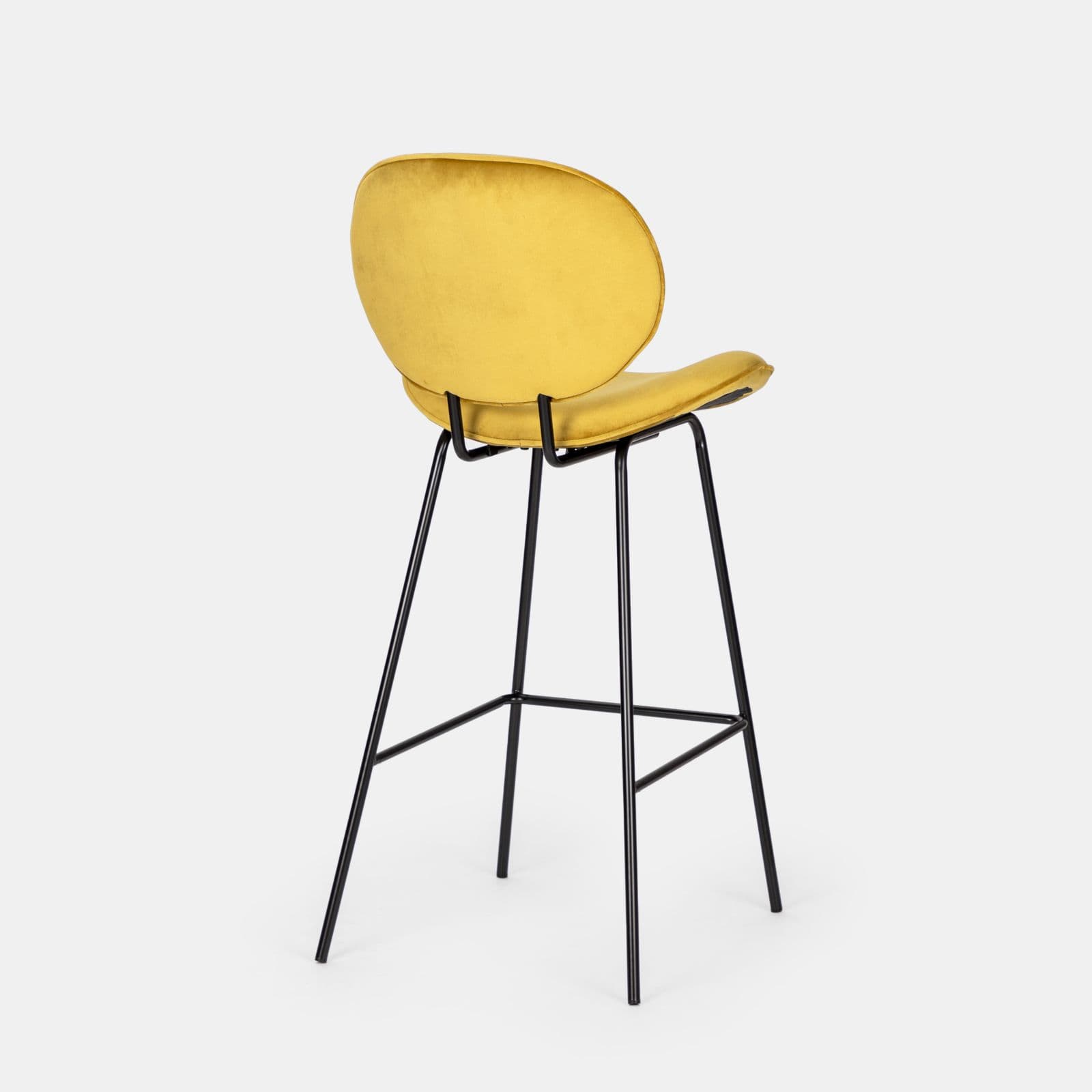 Set 2 sgabelli in velluto oro con gambe in metallo nero - Milva