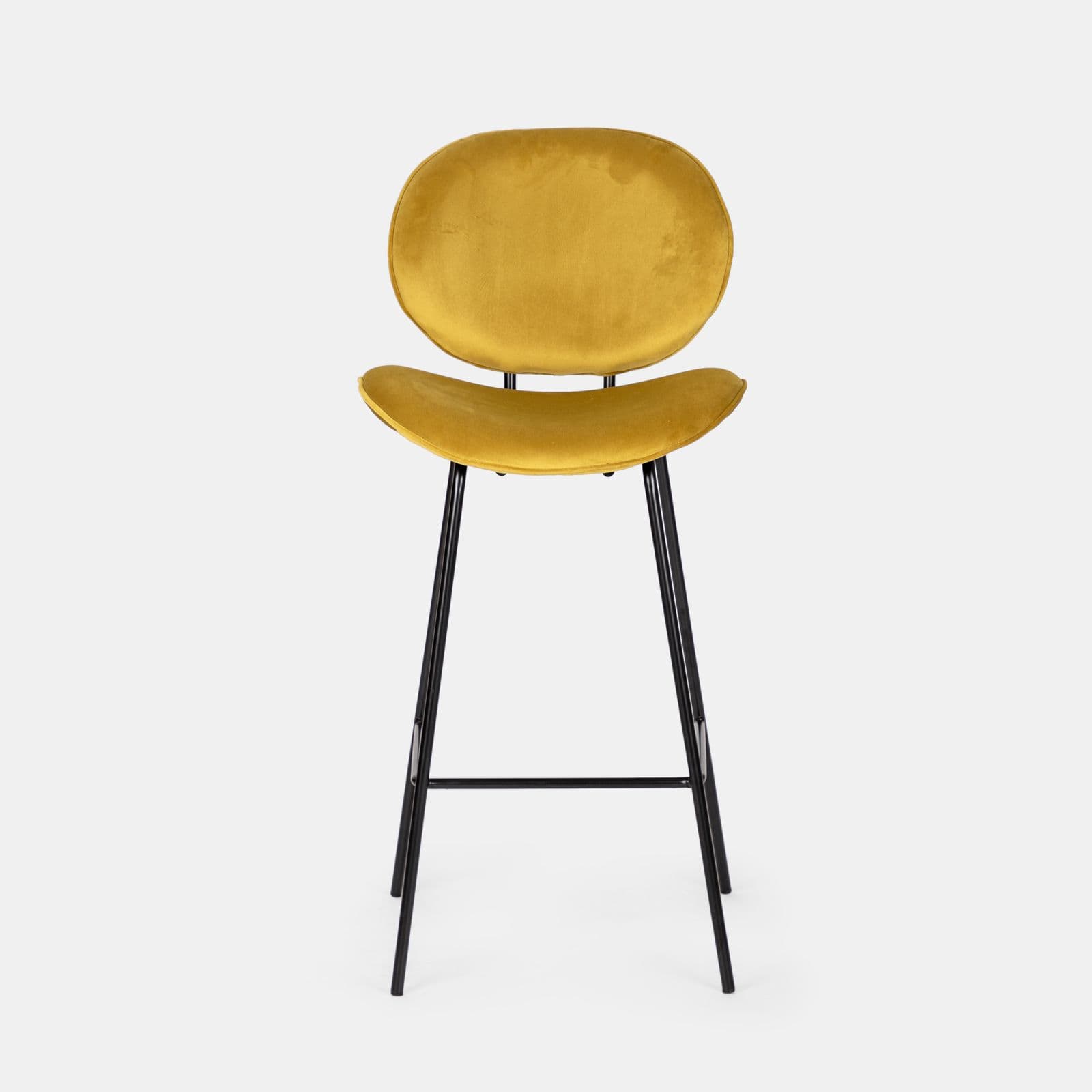 Set 2 sgabelli in velluto oro con gambe in metallo nero - Milva