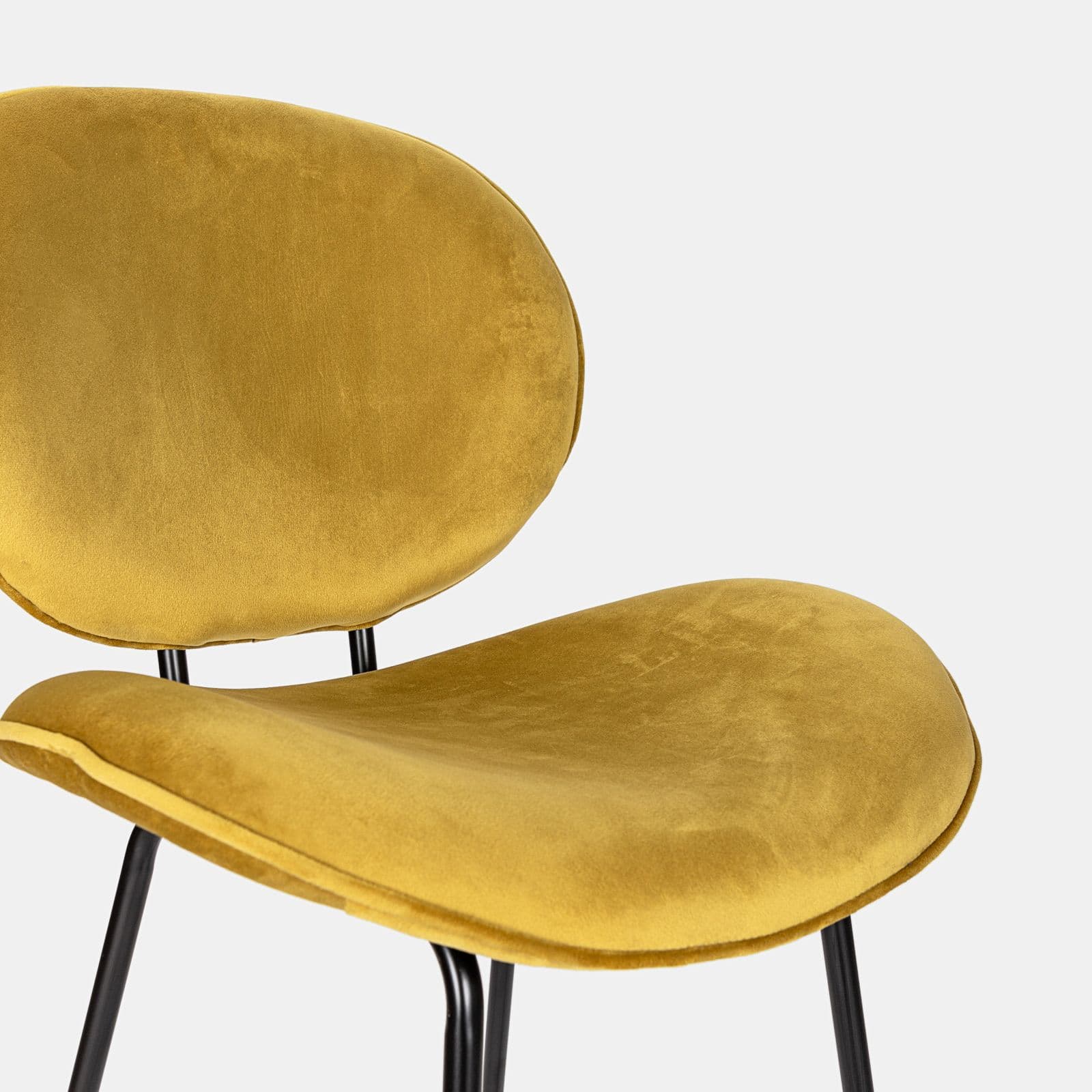Set 2 sgabelli in velluto oro con gambe in metallo nero - Milva