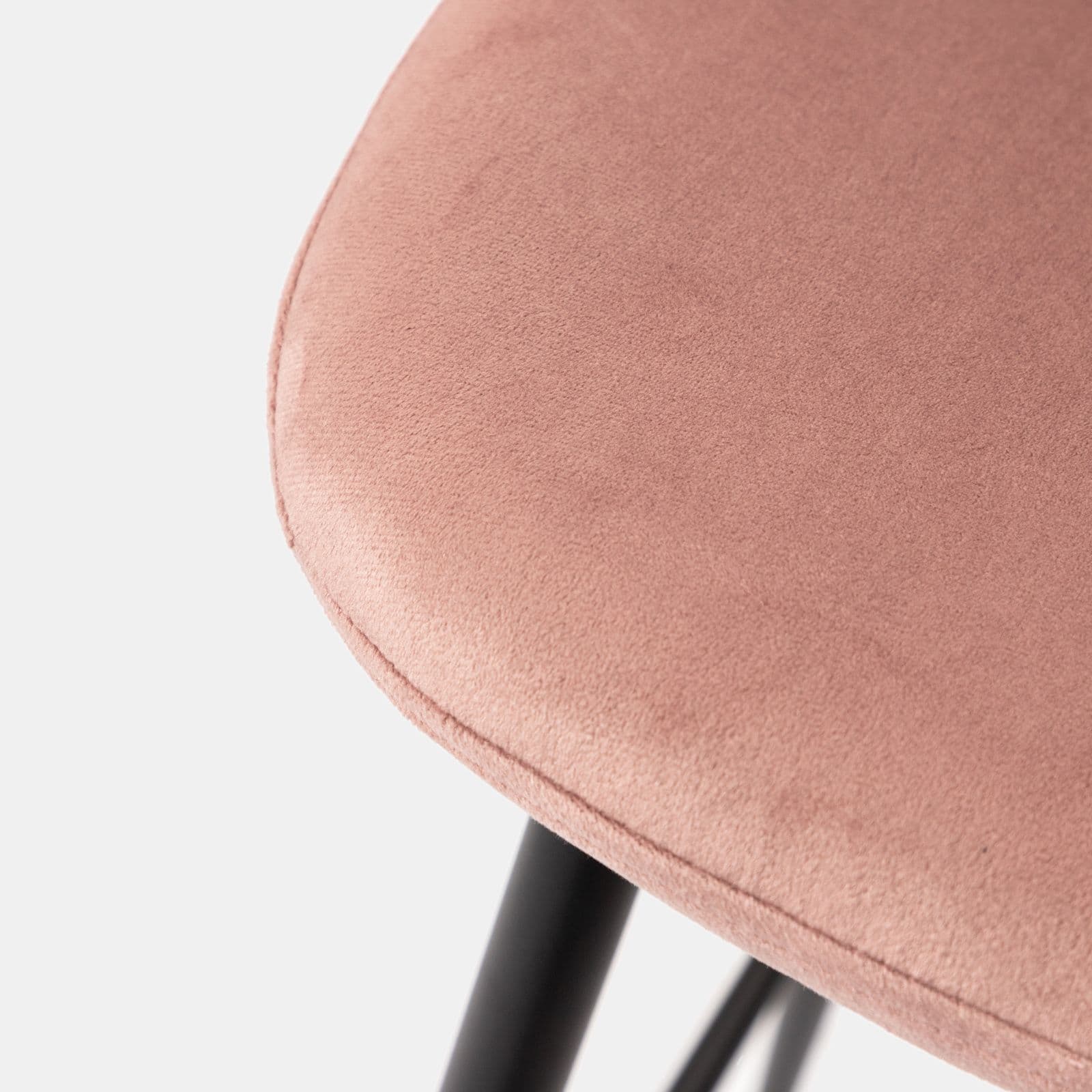Set 2 sgabelli in velluto rosa antico con gambe in metallo nere - Finesse