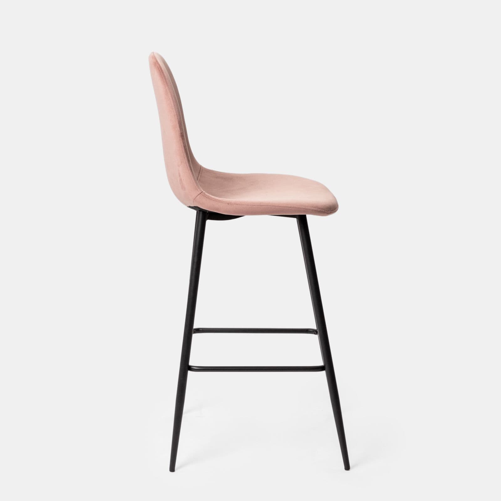Set 2 sgabelli in velluto rosa antico con gambe in metallo nere - Finesse