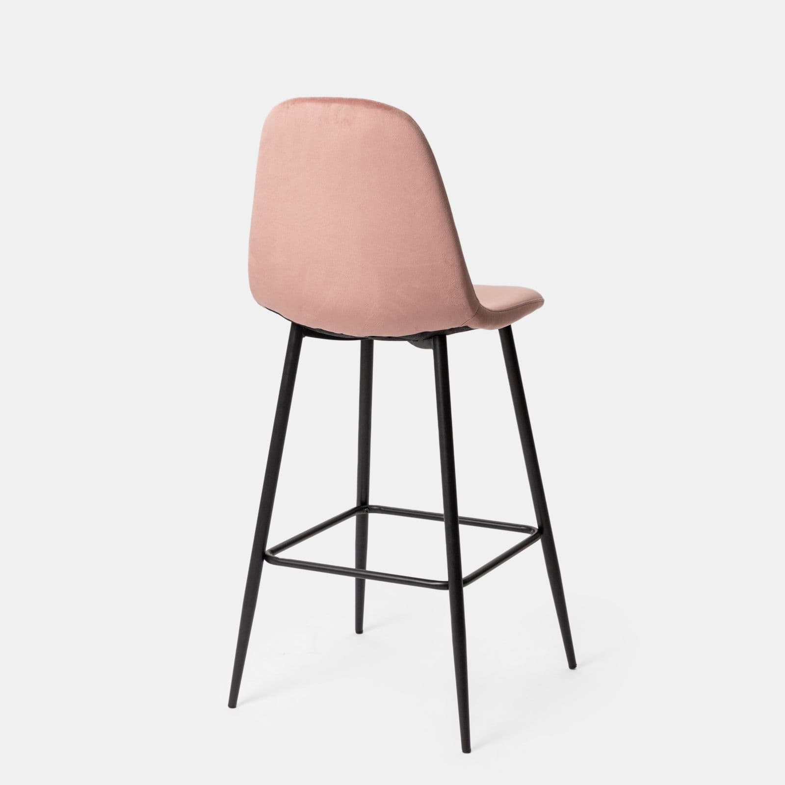 Set 2 sgabelli in velluto rosa antico con gambe in metallo nere - Finesse