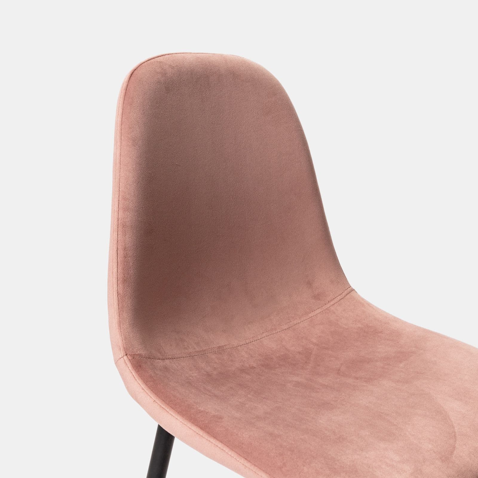 Set 2 sgabelli in velluto rosa antico con gambe in metallo nere - Finesse