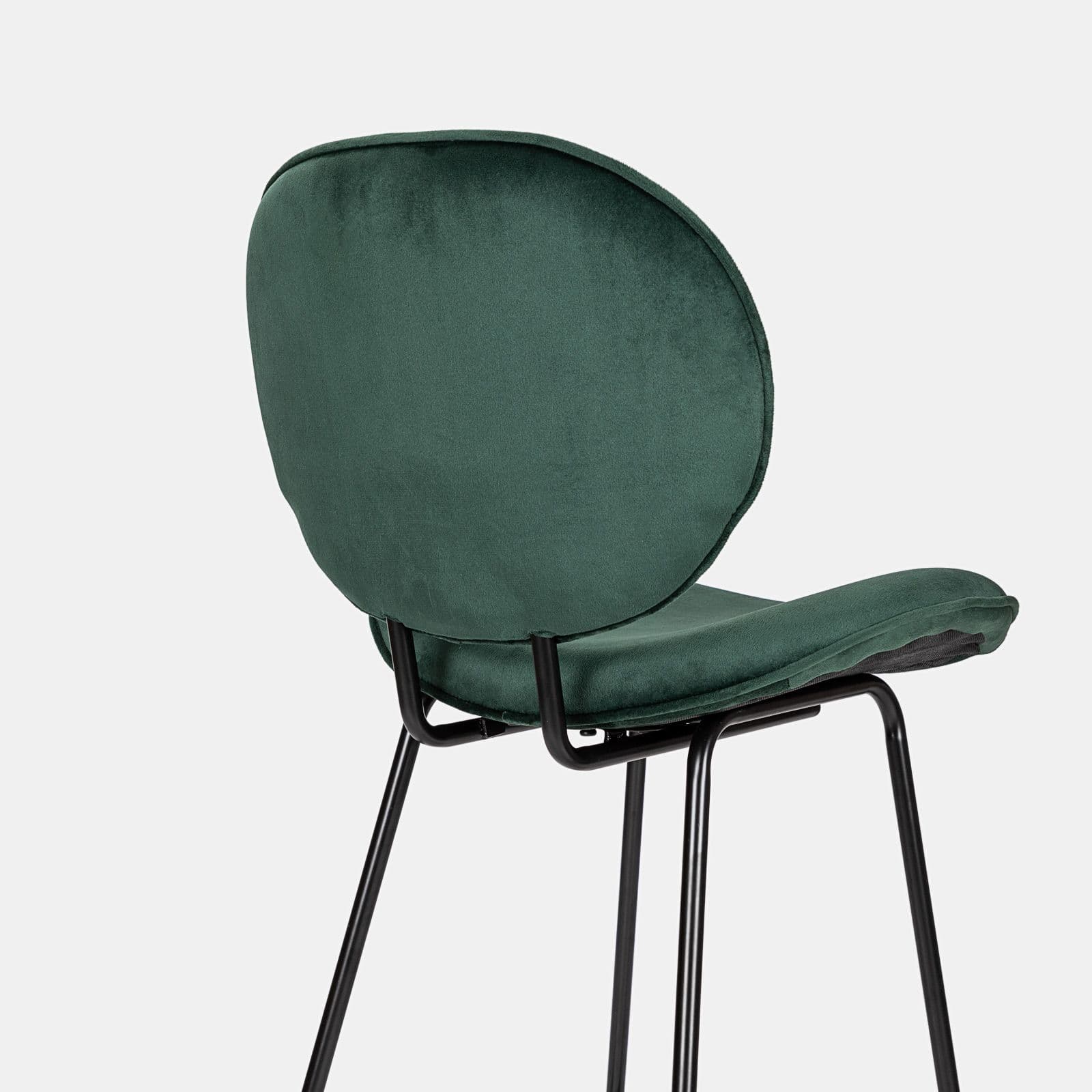Set 2 sgabelli in velluto verde scuro con gambe in metallo nero - Milva
