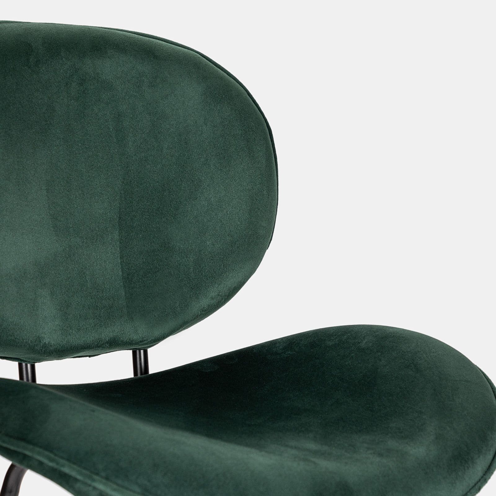Set 2 sgabelli in velluto verde scuro con gambe in metallo nero - Milva