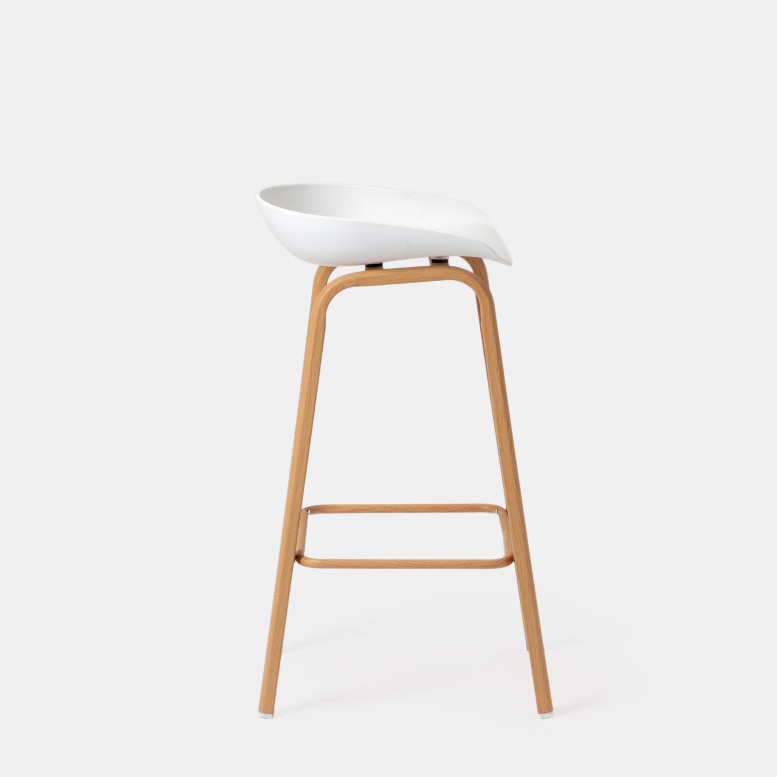 Set 2 sgabelli seduta bianco e gambe in metallo effetto legno - Alborg