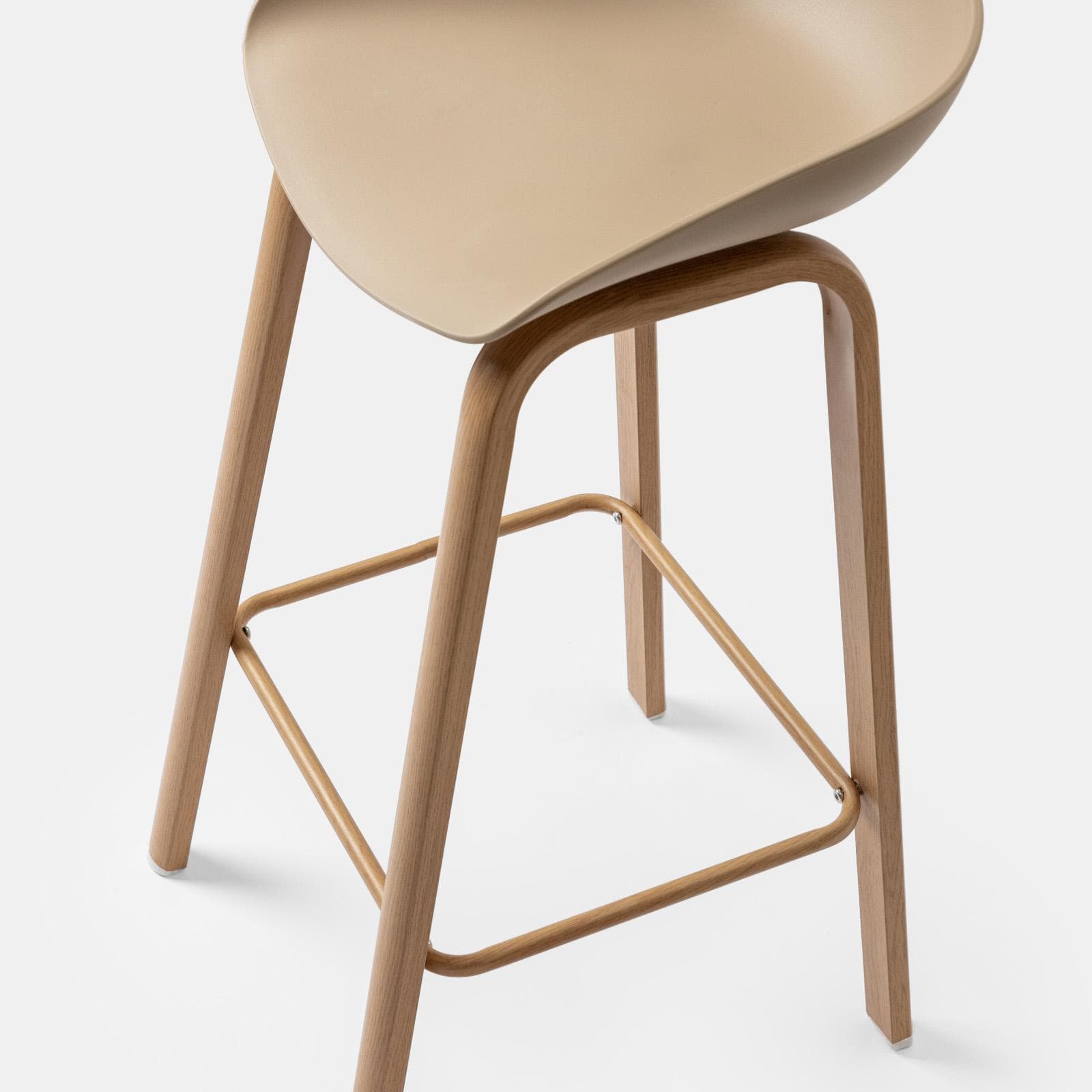 Set 2 sgabelli seduta cappuccino e gambe in metallo effetto legno - Alborg