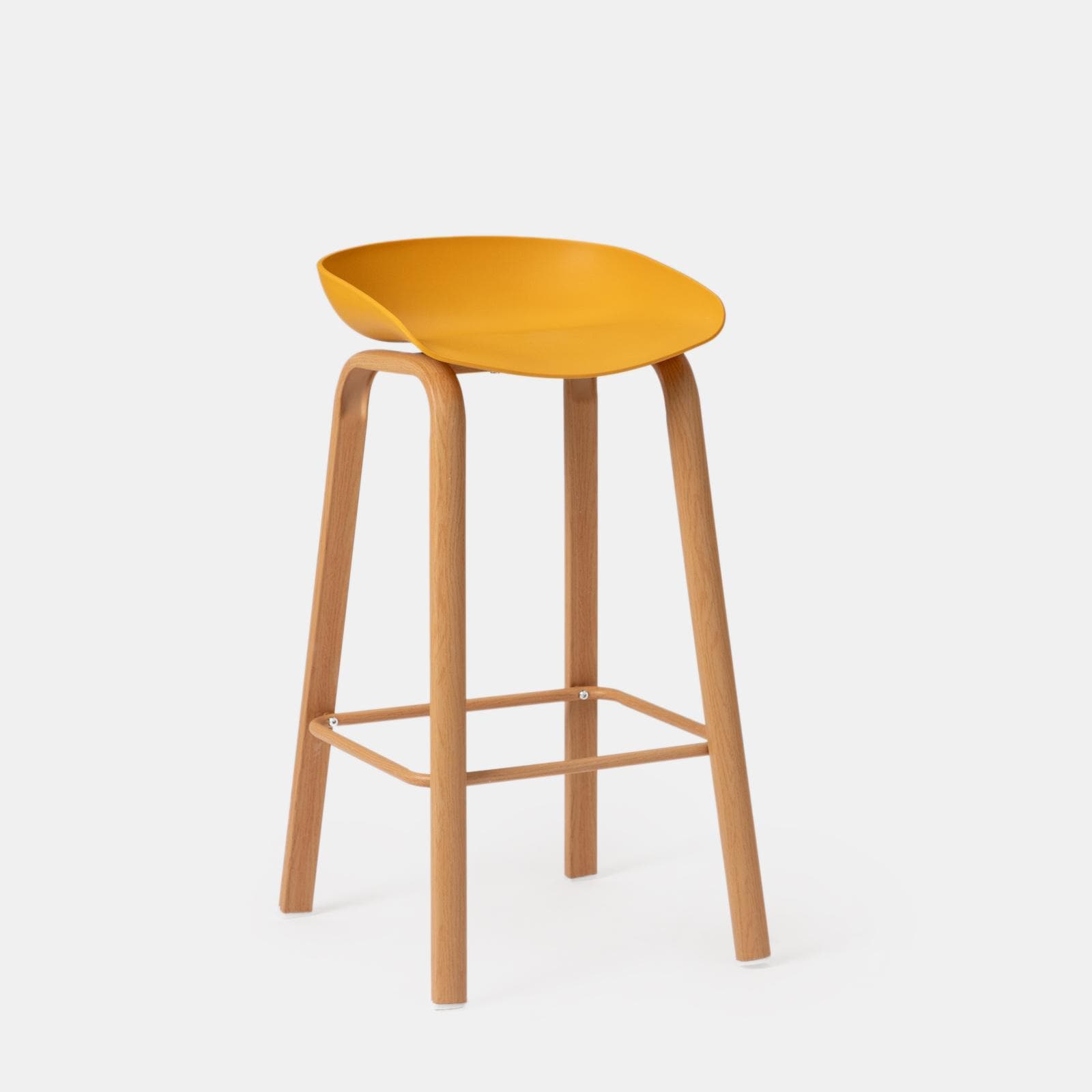 Set 2 sgabelli seduta giallo e gambe in metallo effetto legno - Alborg