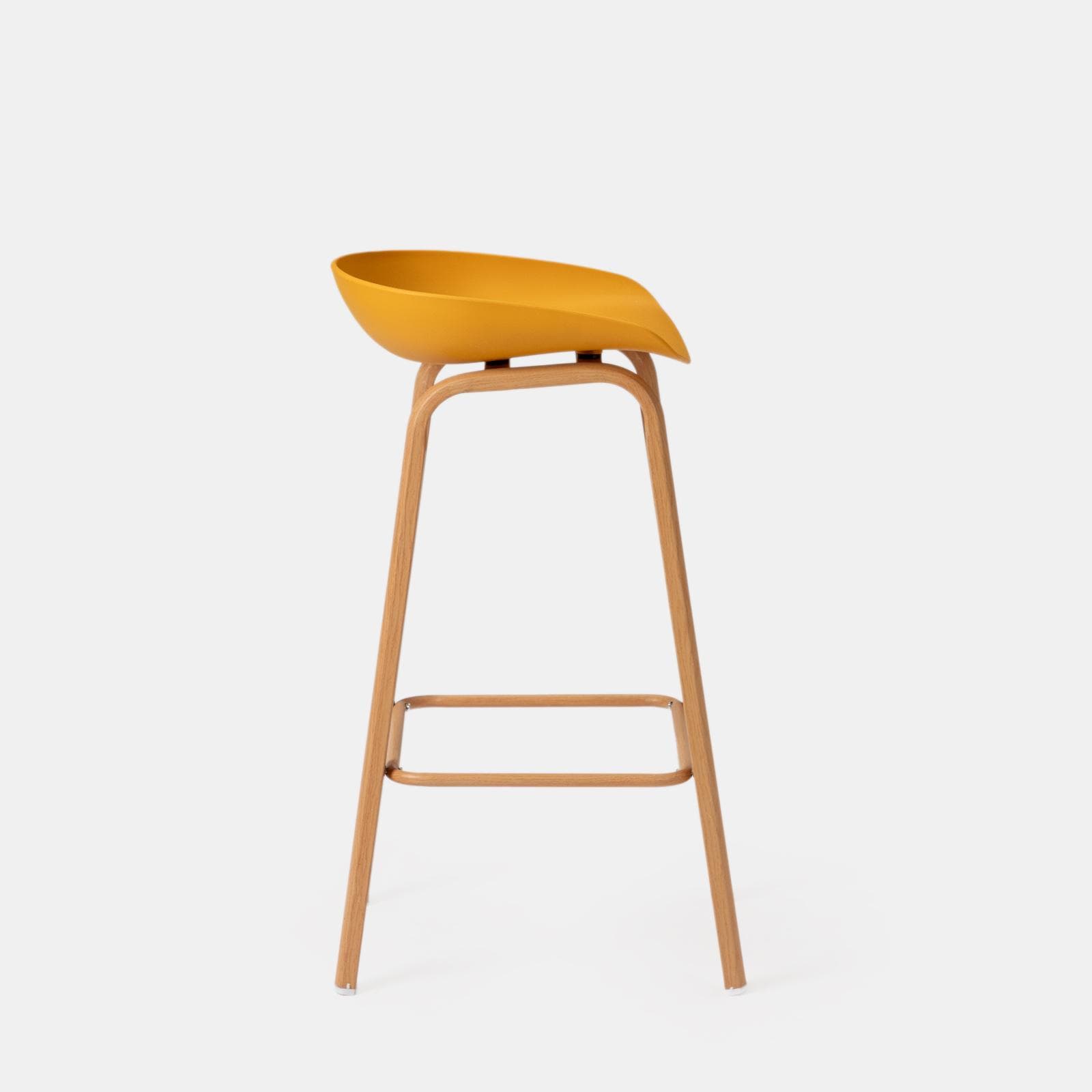 Set 2 sgabelli seduta giallo e gambe in metallo effetto legno - Alborg