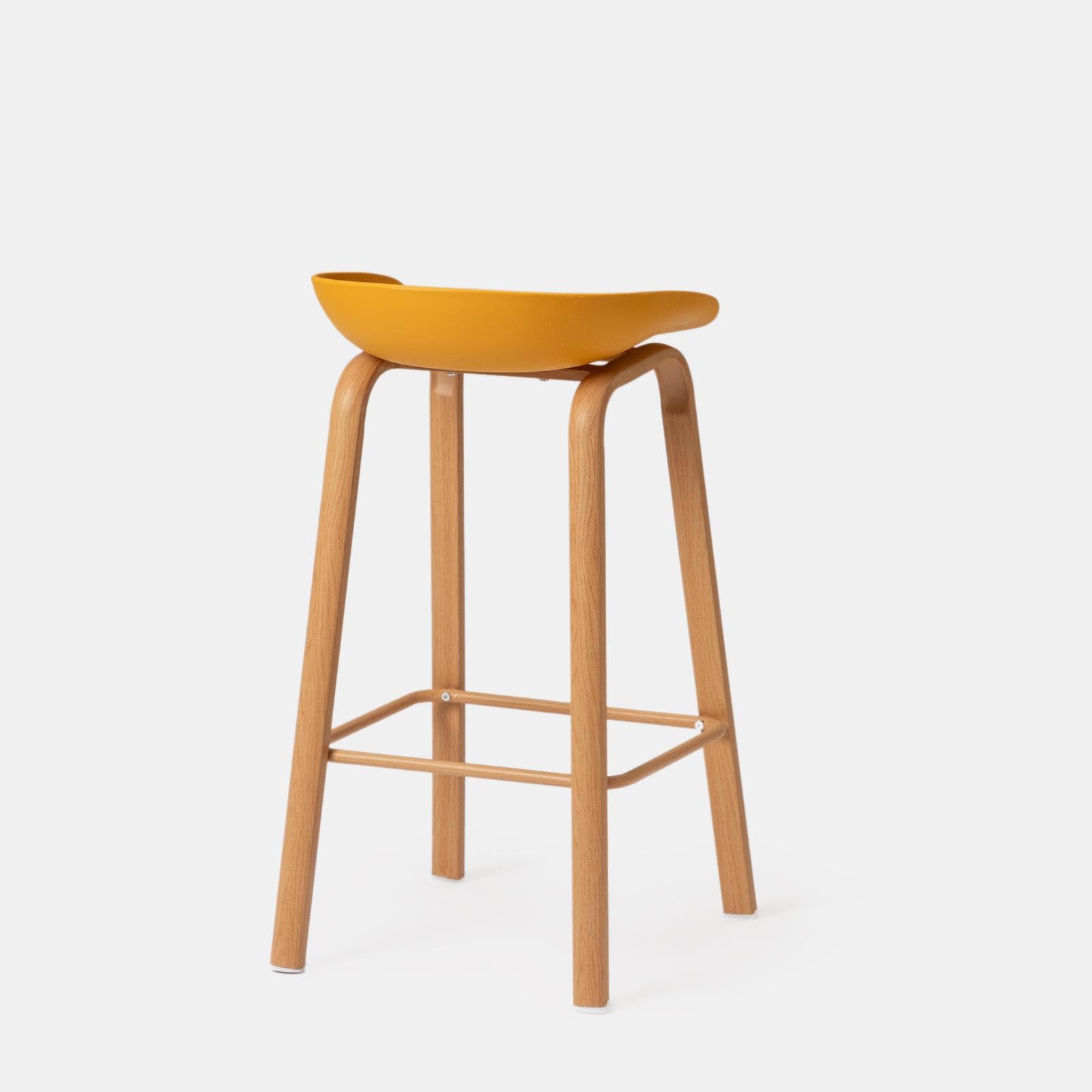 Set 2 sgabelli seduta giallo e gambe in metallo effetto legno - Alborg
