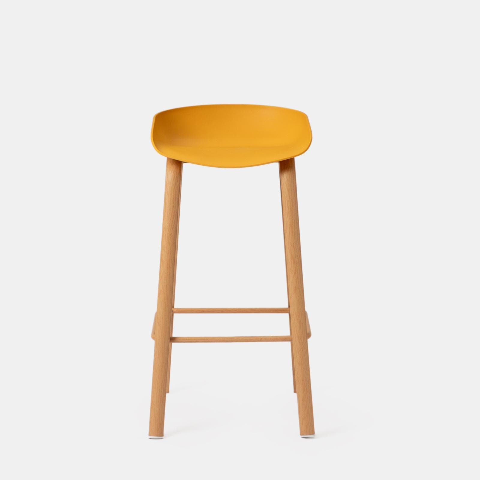 Set 2 sgabelli seduta giallo e gambe in metallo effetto legno - Alborg