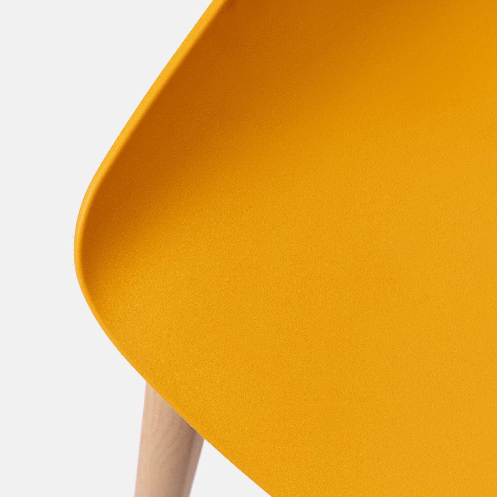 Set 2 sgabelli seduta giallo e gambe in metallo effetto legno - Alborg
