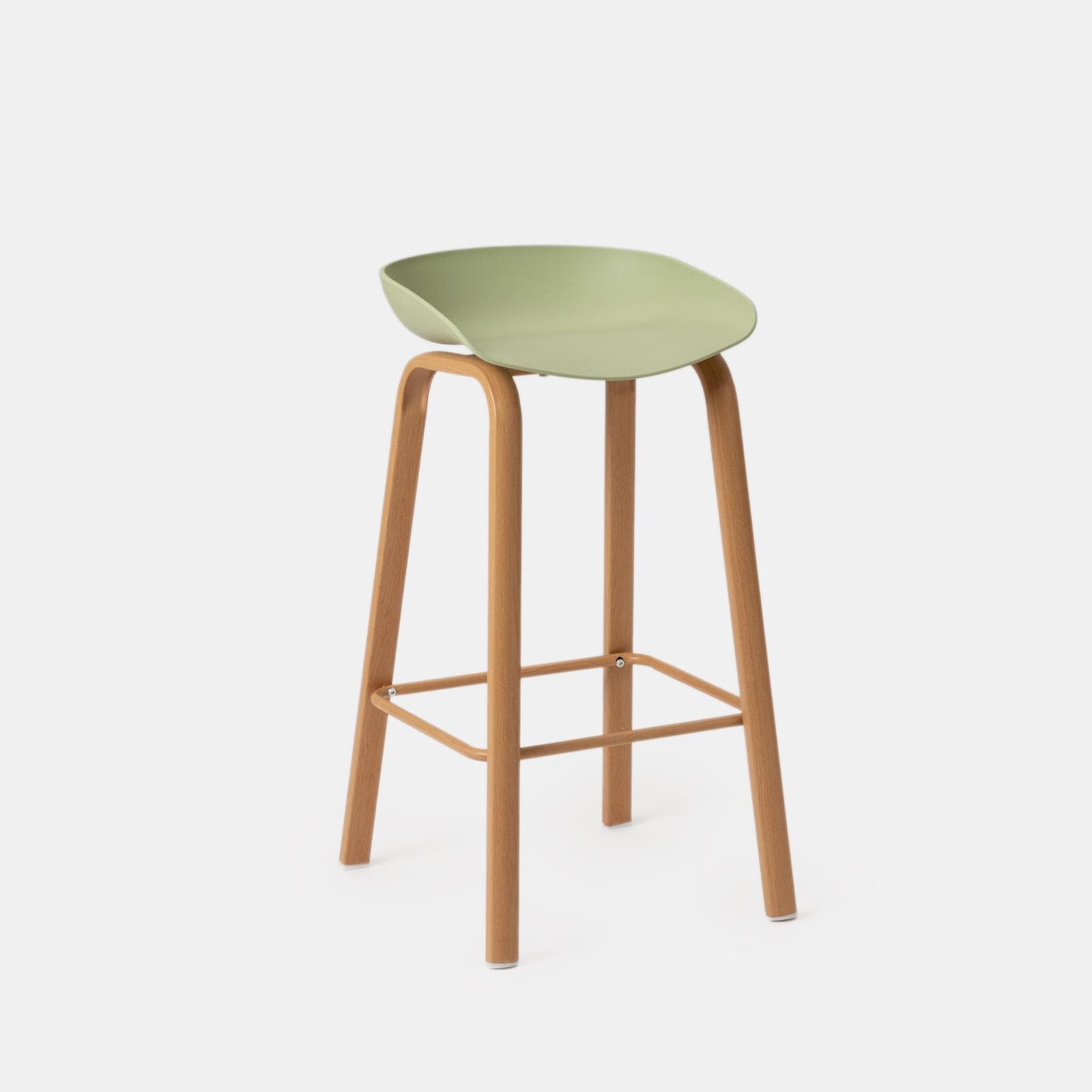Set 2 sgabelli seduta verde e gambe in metallo effetto legno - Alborg