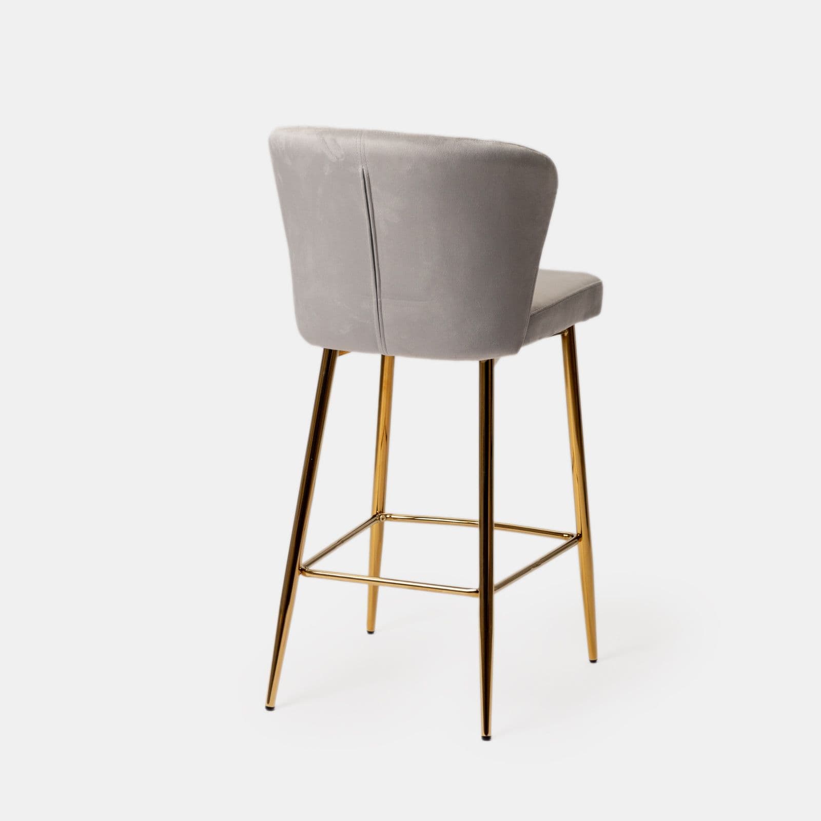 Set 2 sgabelli in velluto grigio chiaro con schienale a conchiglia e gambe in metallo oro - Halima