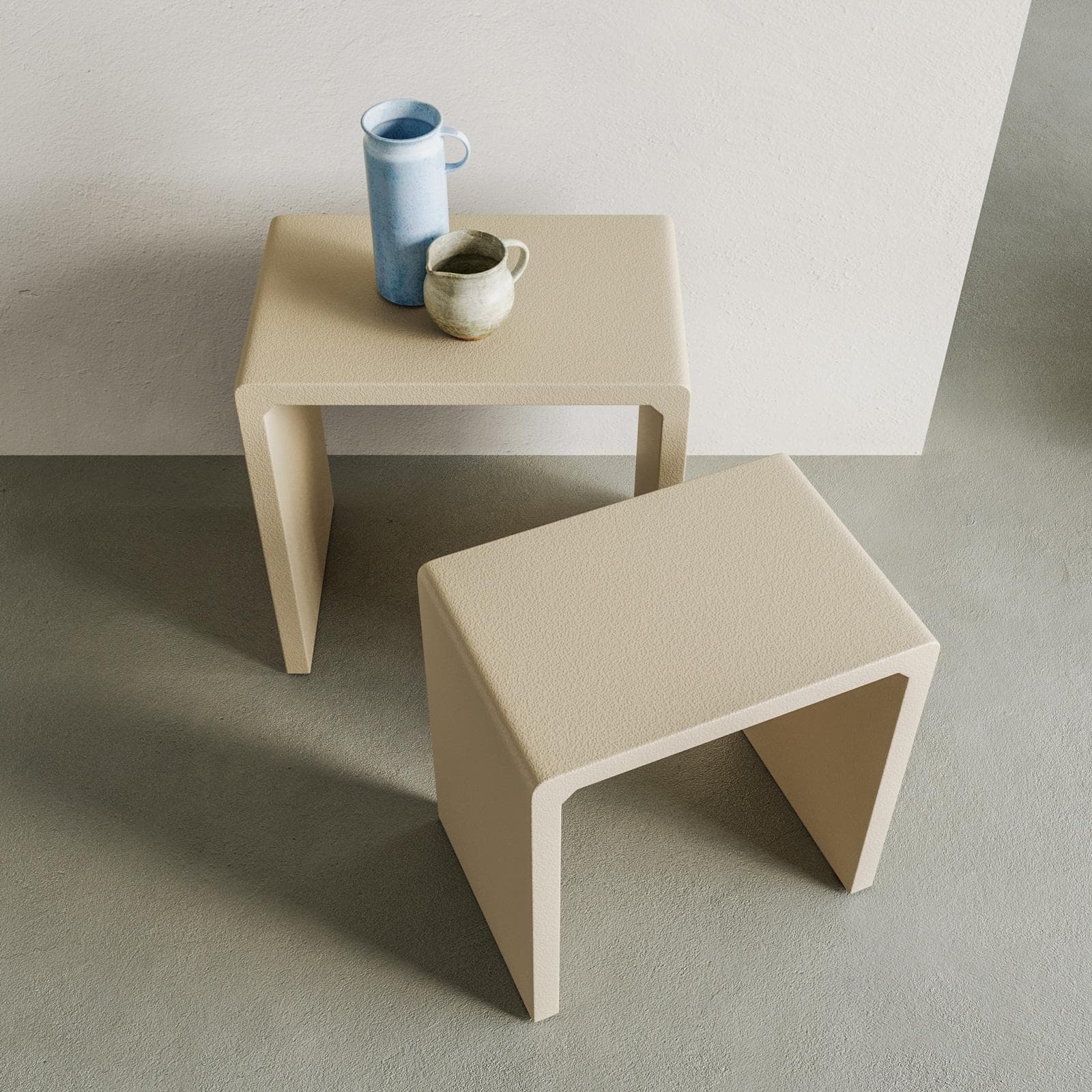 Set 2 tavolini 51x33 cm e 44x30 cm tortora opaco - Nocro