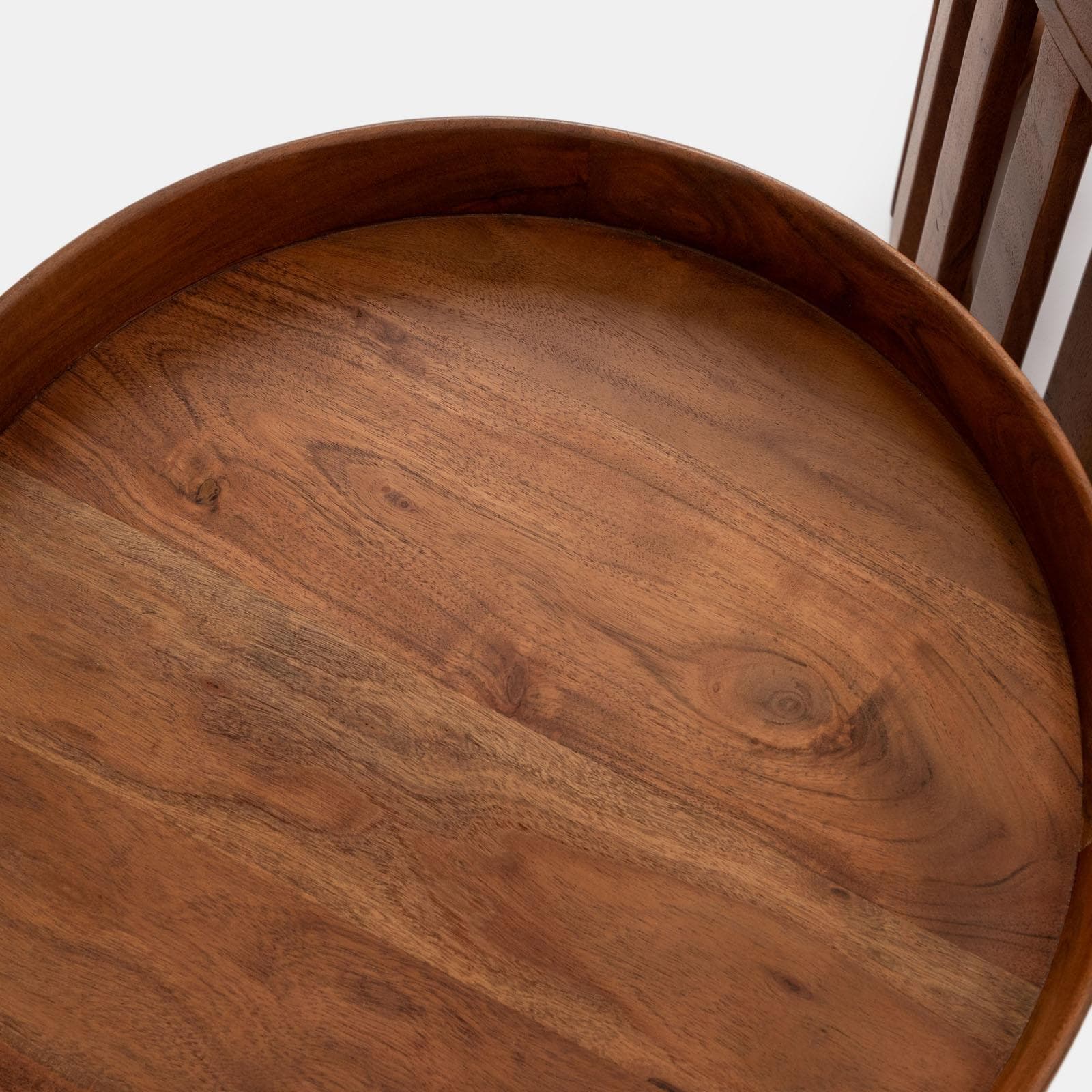 Set 2 tavolini rotondi 60 e 48 cm in legno di acacia naturale - Karan