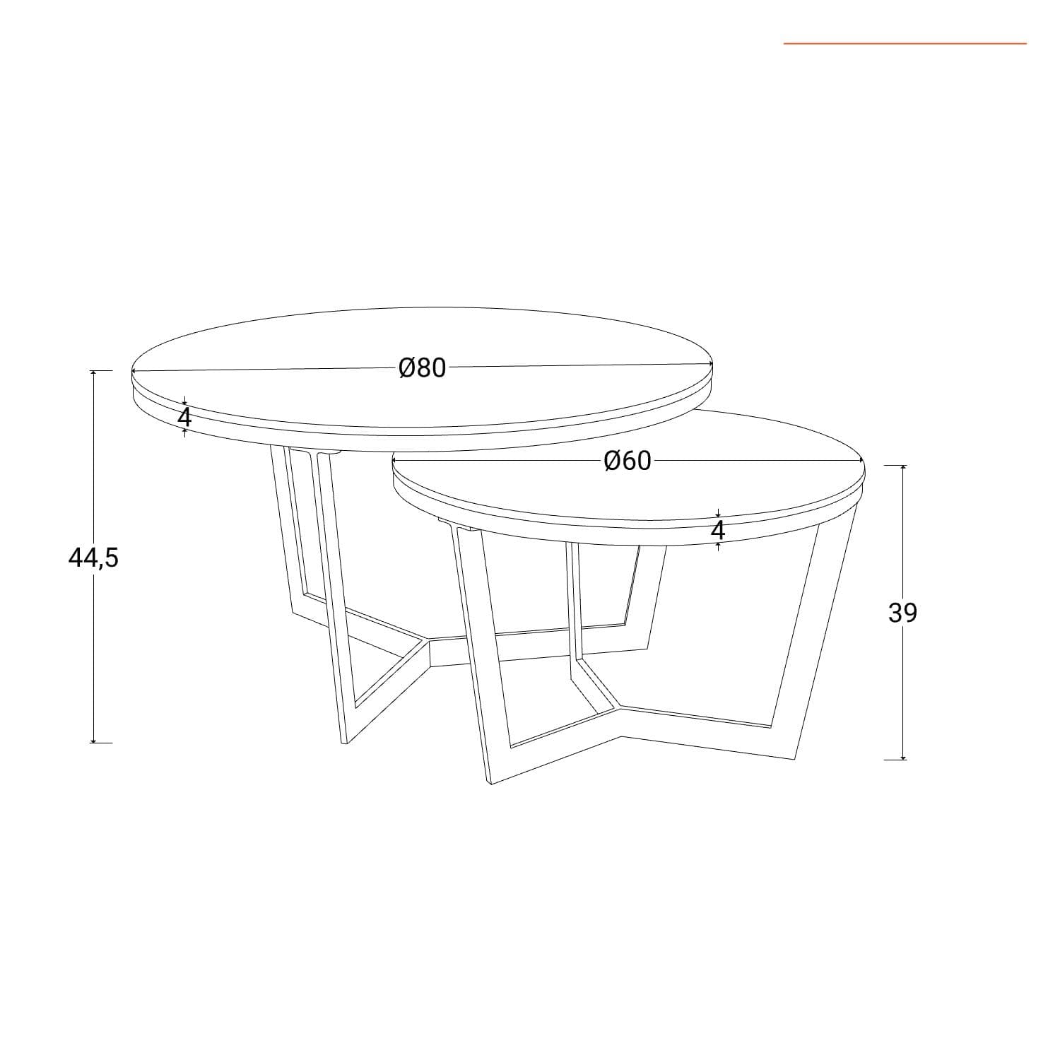 Set 2 tavolini tondi 60 cm e 80 cm top in ceramica bianca e grigia con struttura oro - Yagi