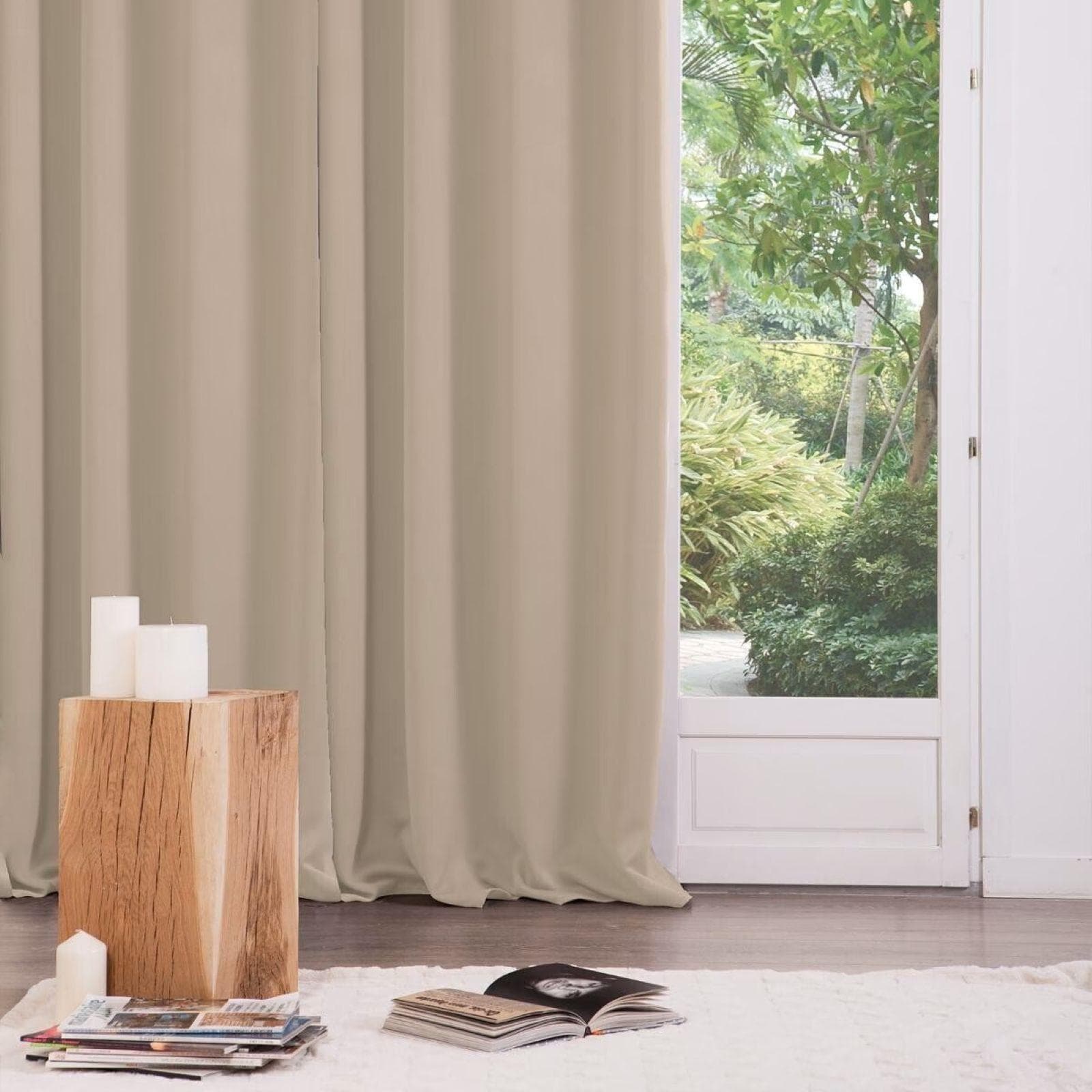 Set 2 tende oscuranti 135x240h cm in tessuto beige - Kaindy