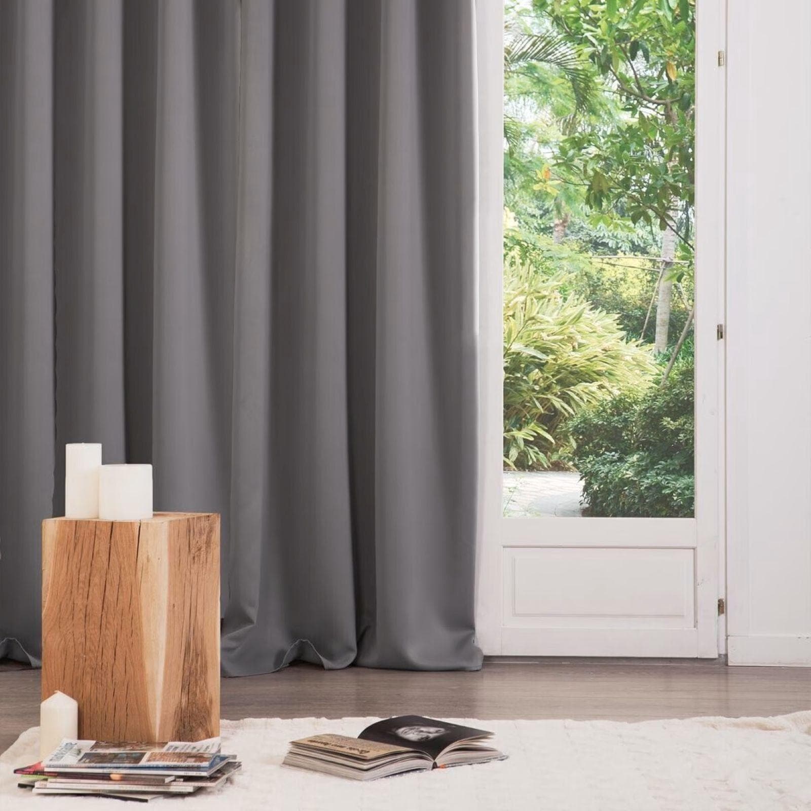 Set 2 tende oscuranti 135x240h cm in tessuto grigio - Kaindy