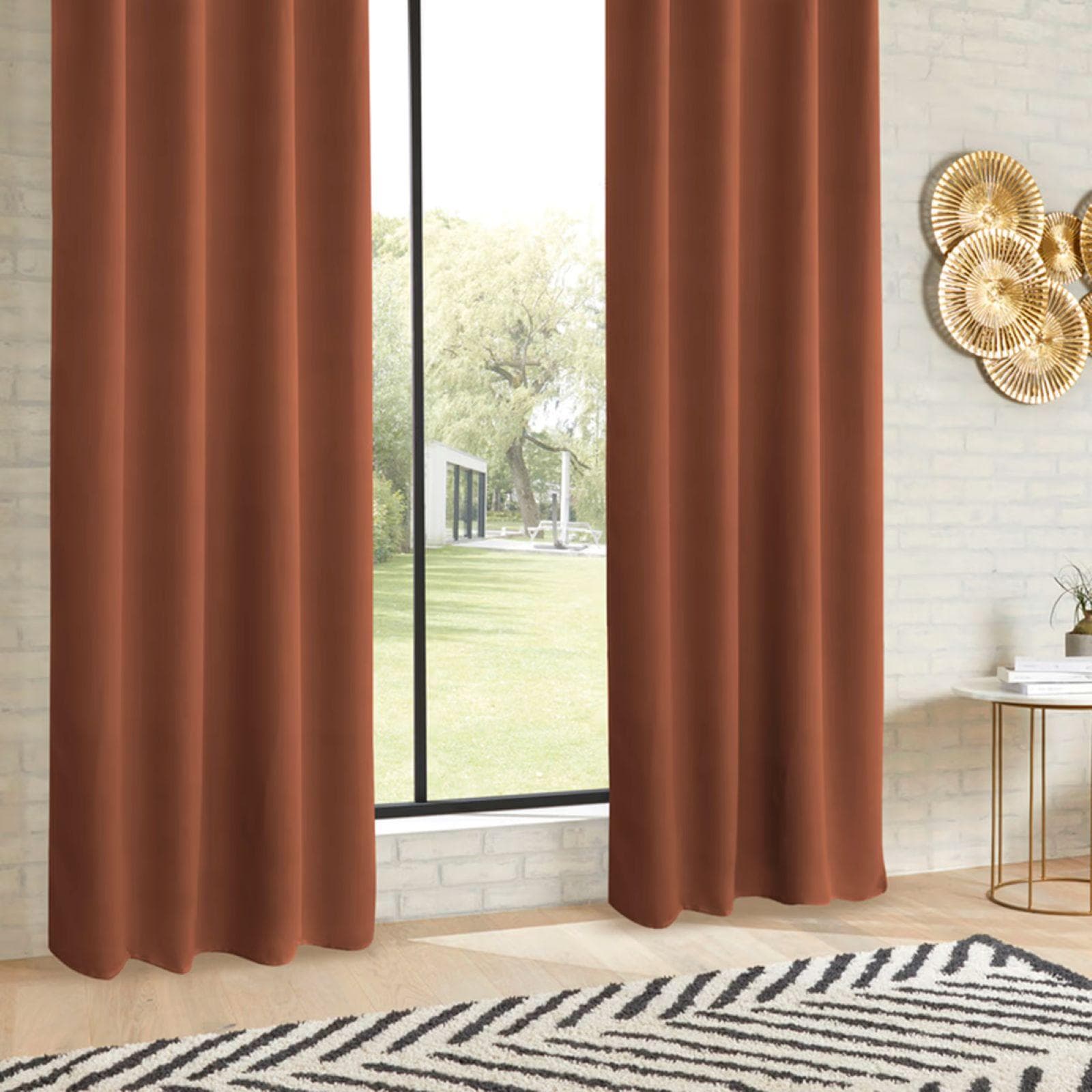 Set 2 tende oscuranti 135x240h cm in tessuto terracotta - Kaindy