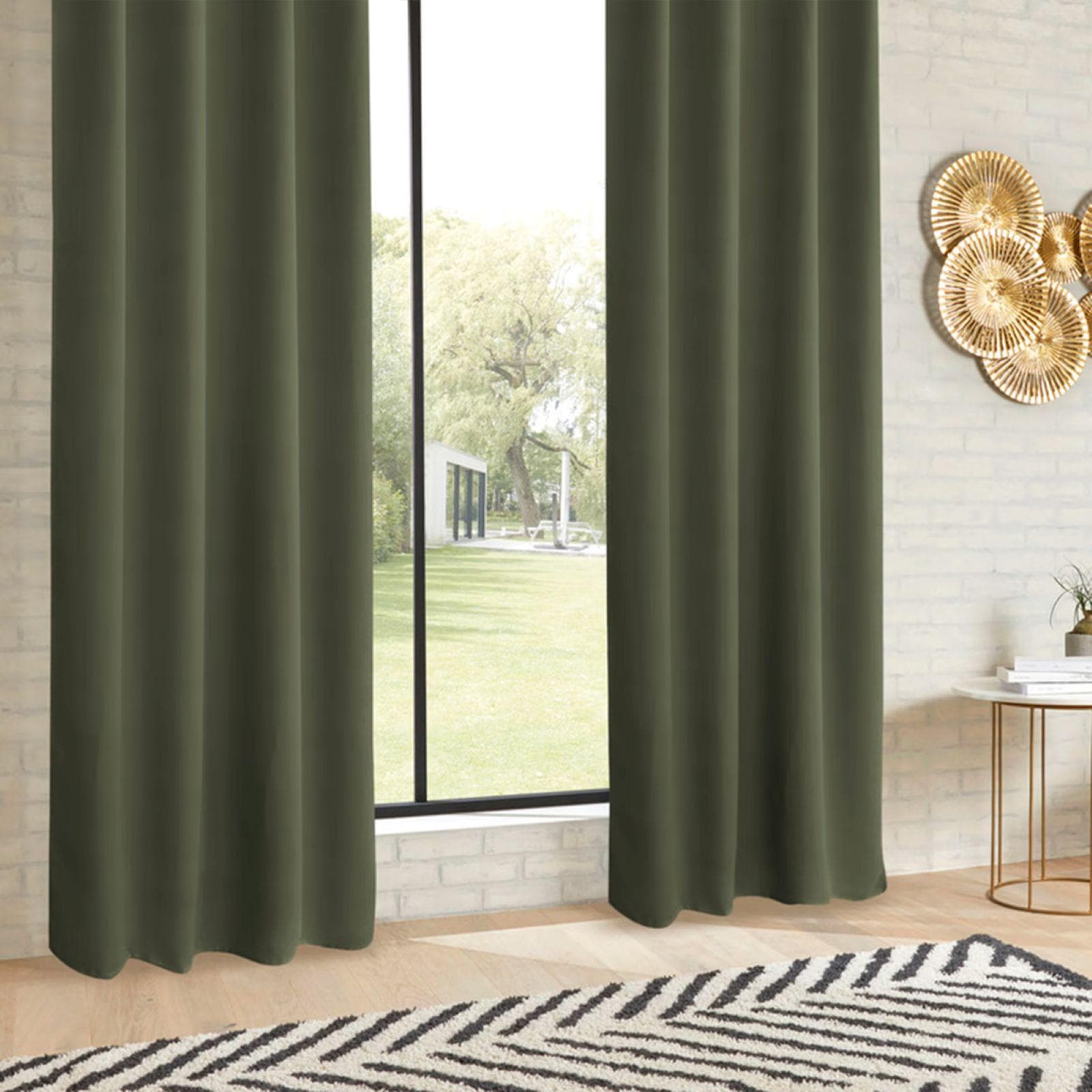 Set 2 tende oscuranti 135x240h cm in tessuto verde scuro - Kaindy